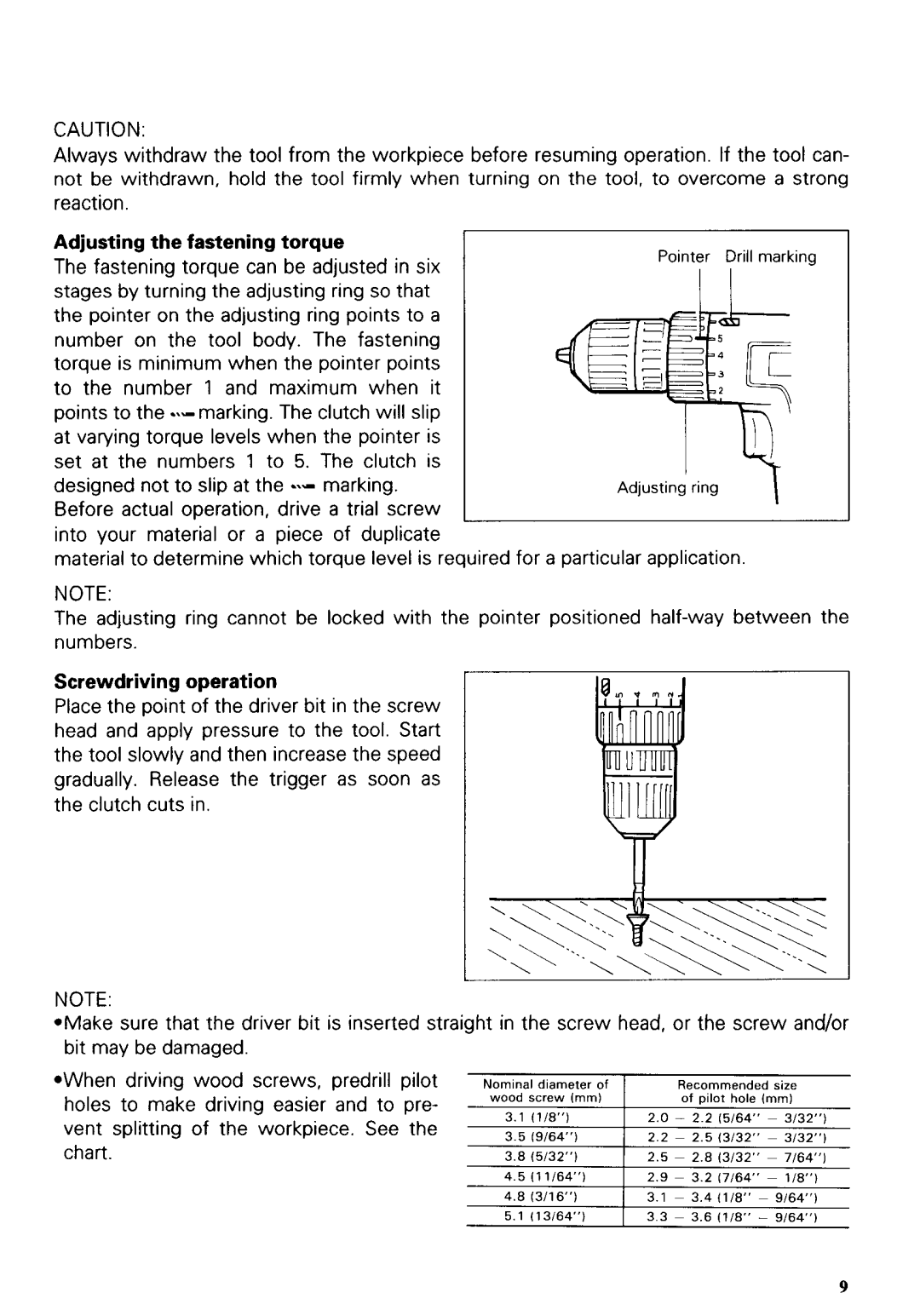 Makita 6222DE instruction manual Adjusting the fastening torque, Screwdriving operation 