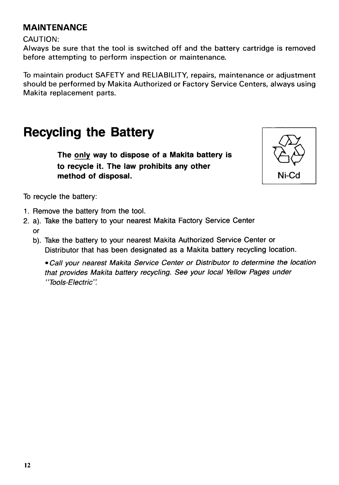 Makita 6223DWE, 6223DE instruction manual Maintenance, Method of disposal 