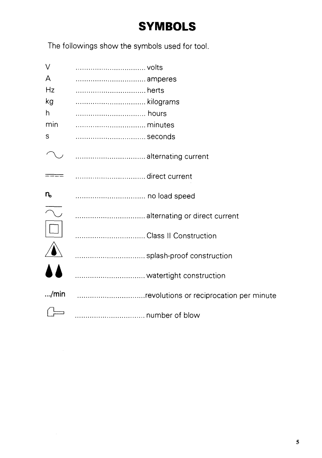 Makita 6223DE, 6223DWE instruction manual Symbols 