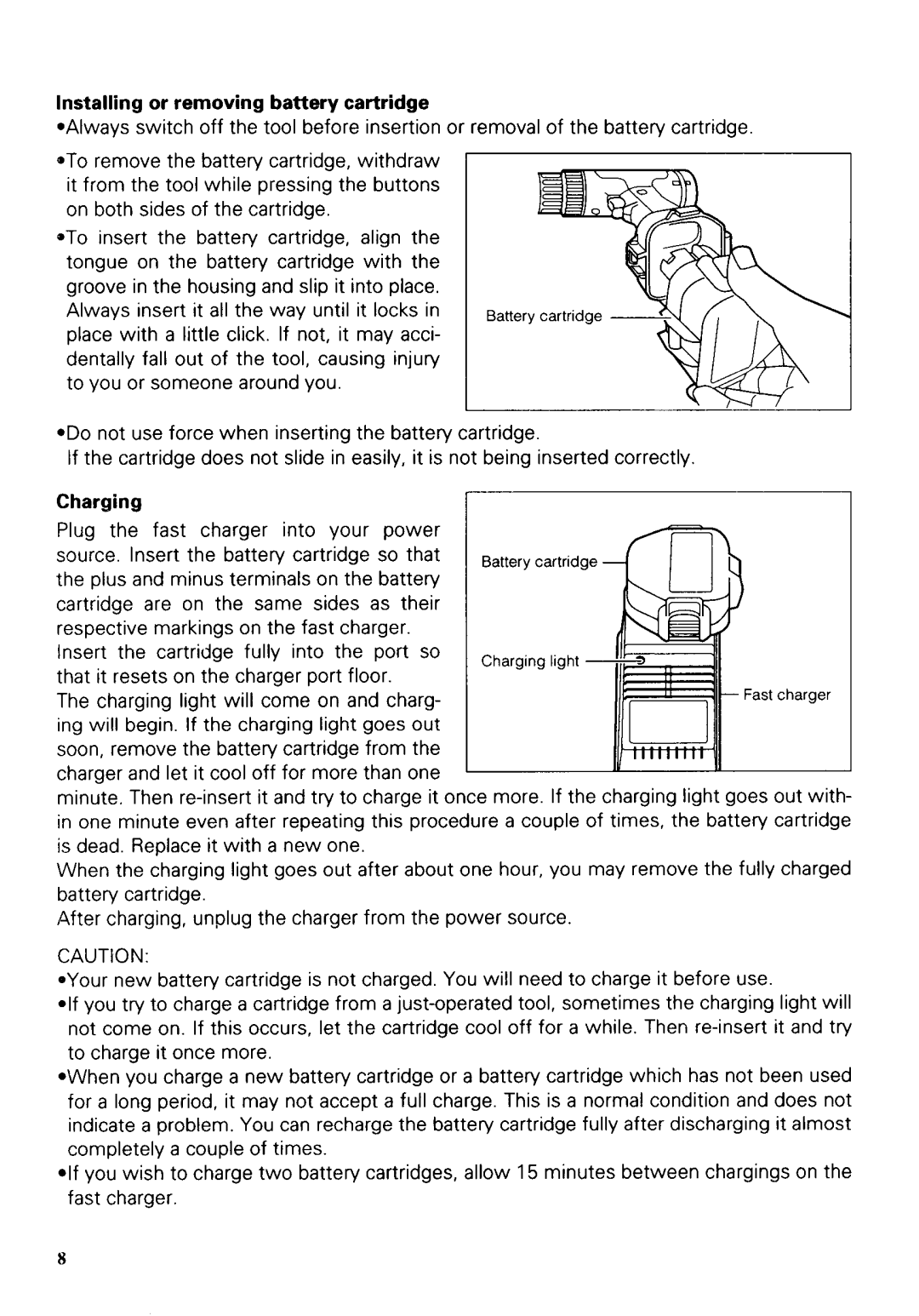 Makita 6223DWE, 6223DE instruction manual Installing or removing battery cartridge, Charging 