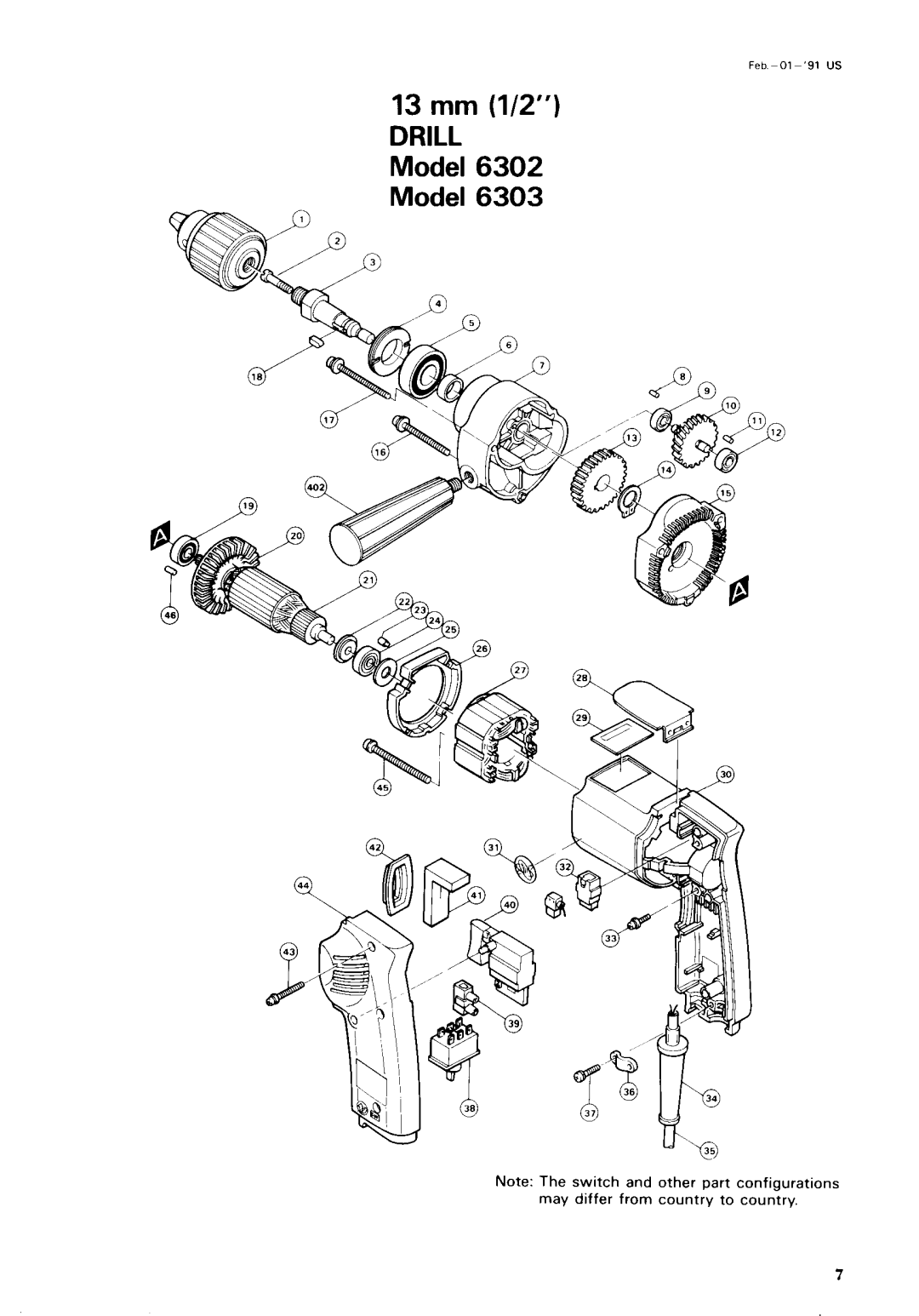 Makita 6302, 6303 specifications Feb -01-91 US 