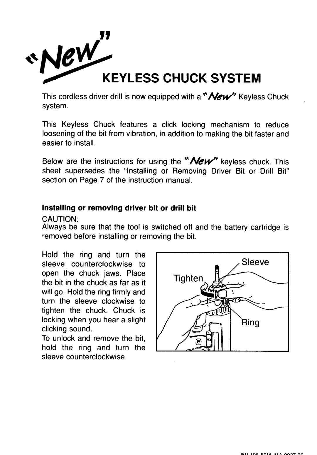 Makita 6311DW dimensions Keyless Chuck System 