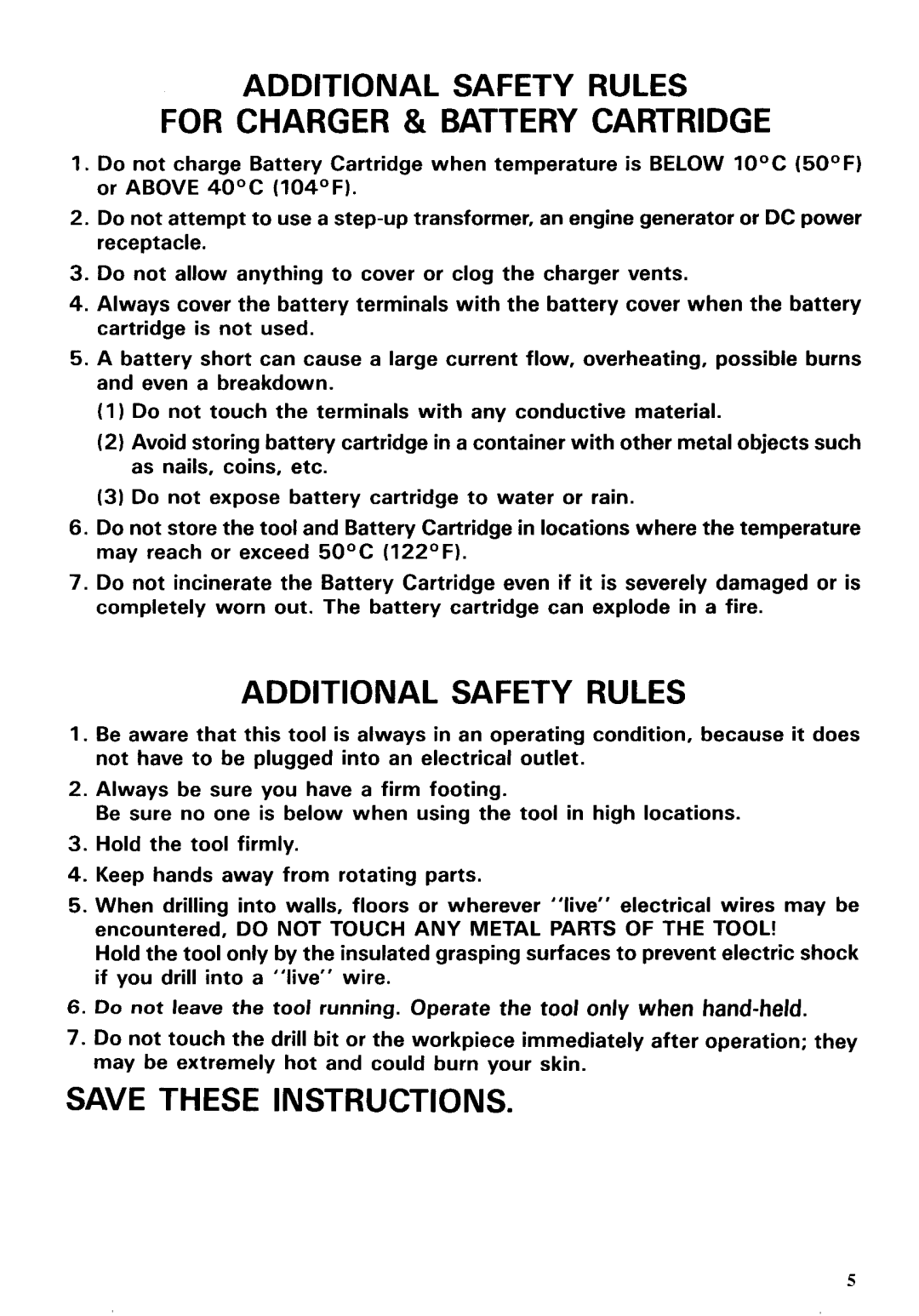 Makita 6311DW dimensions Additional Safety Rules For Charger & Battery Cartridge 