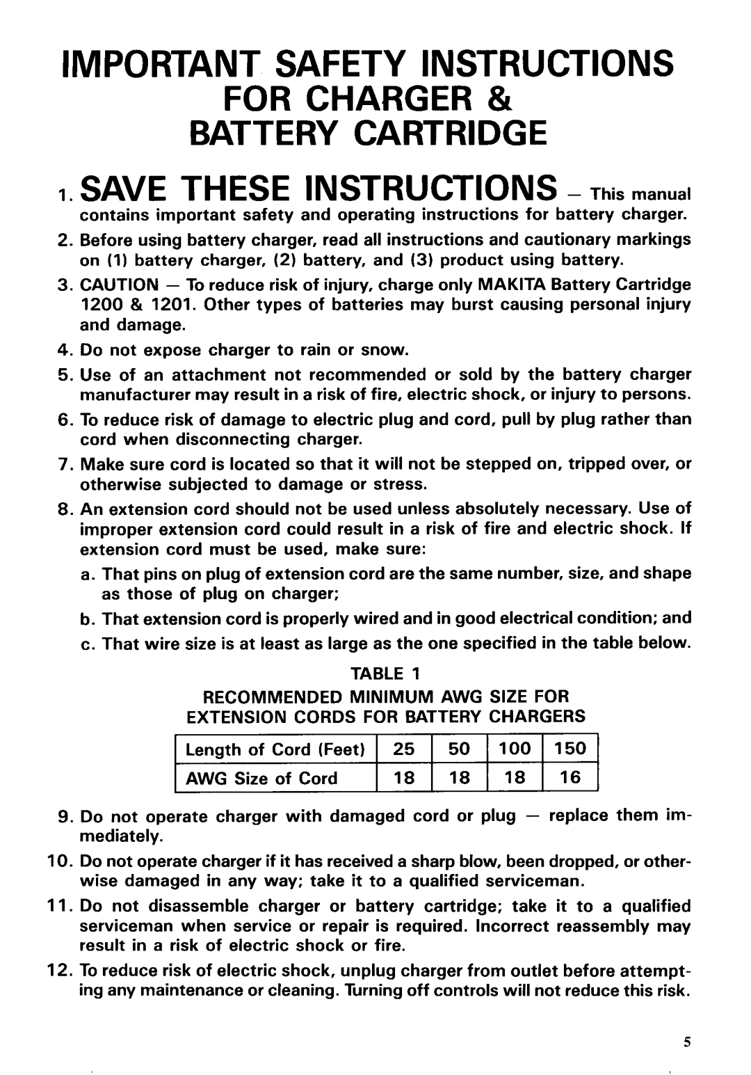 Makita 6312DWG dimensions Important Safety Instructions 