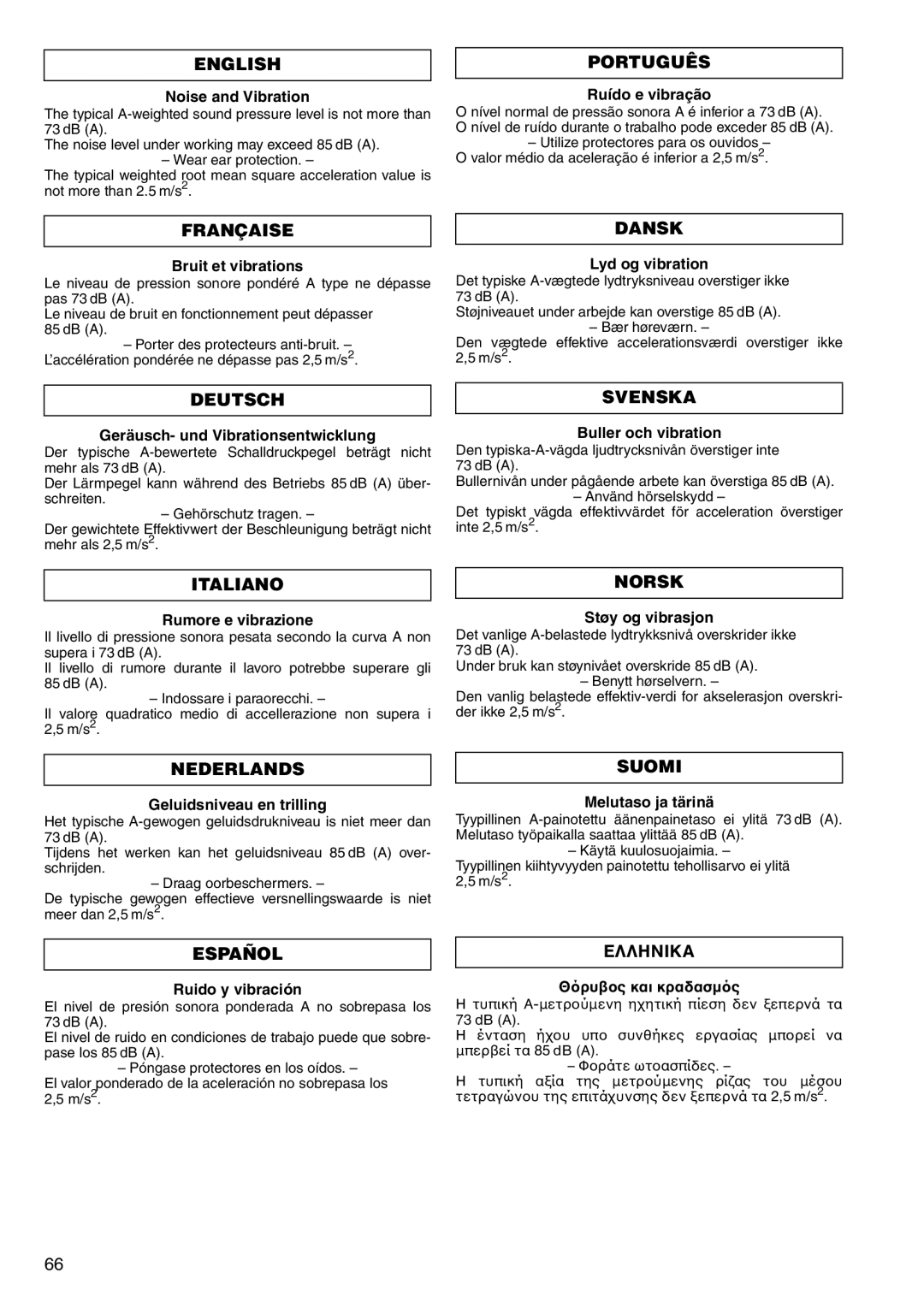 Makita 6337D, 6347D Noise and Vibration, Ruído e vibração, Bruit et vibrations, Lyd og vibration, Buller och vibration 