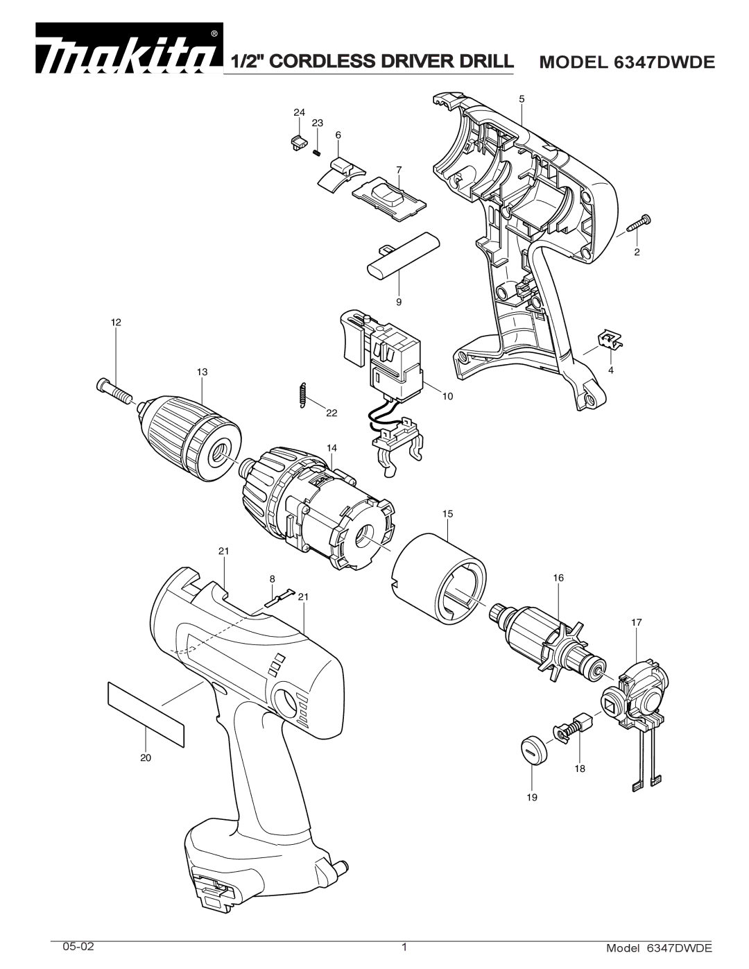 Makita manual Cordless Driver Drill Model 6347DWDE 