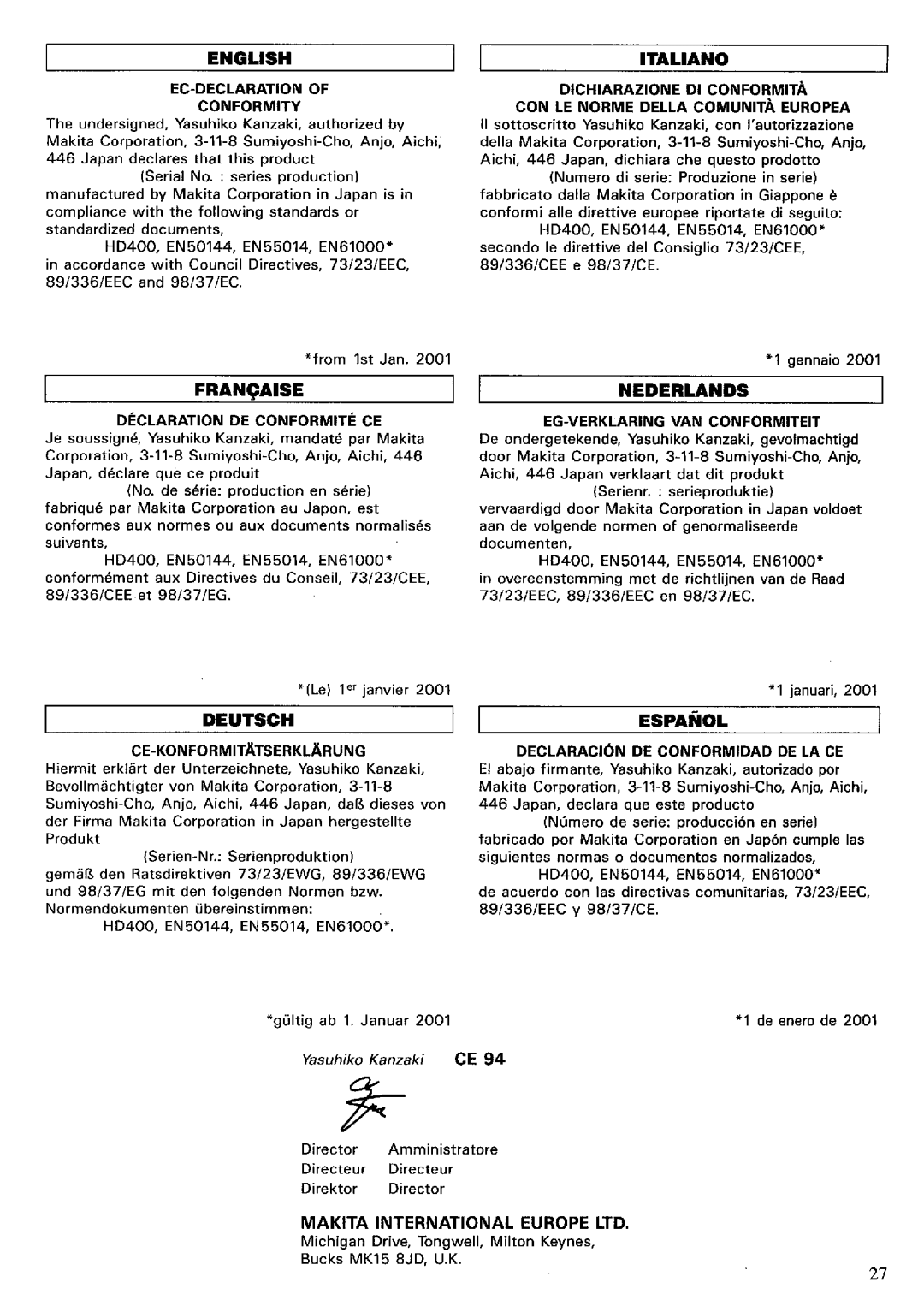 Makita 6402 DP4700 instruction manual 