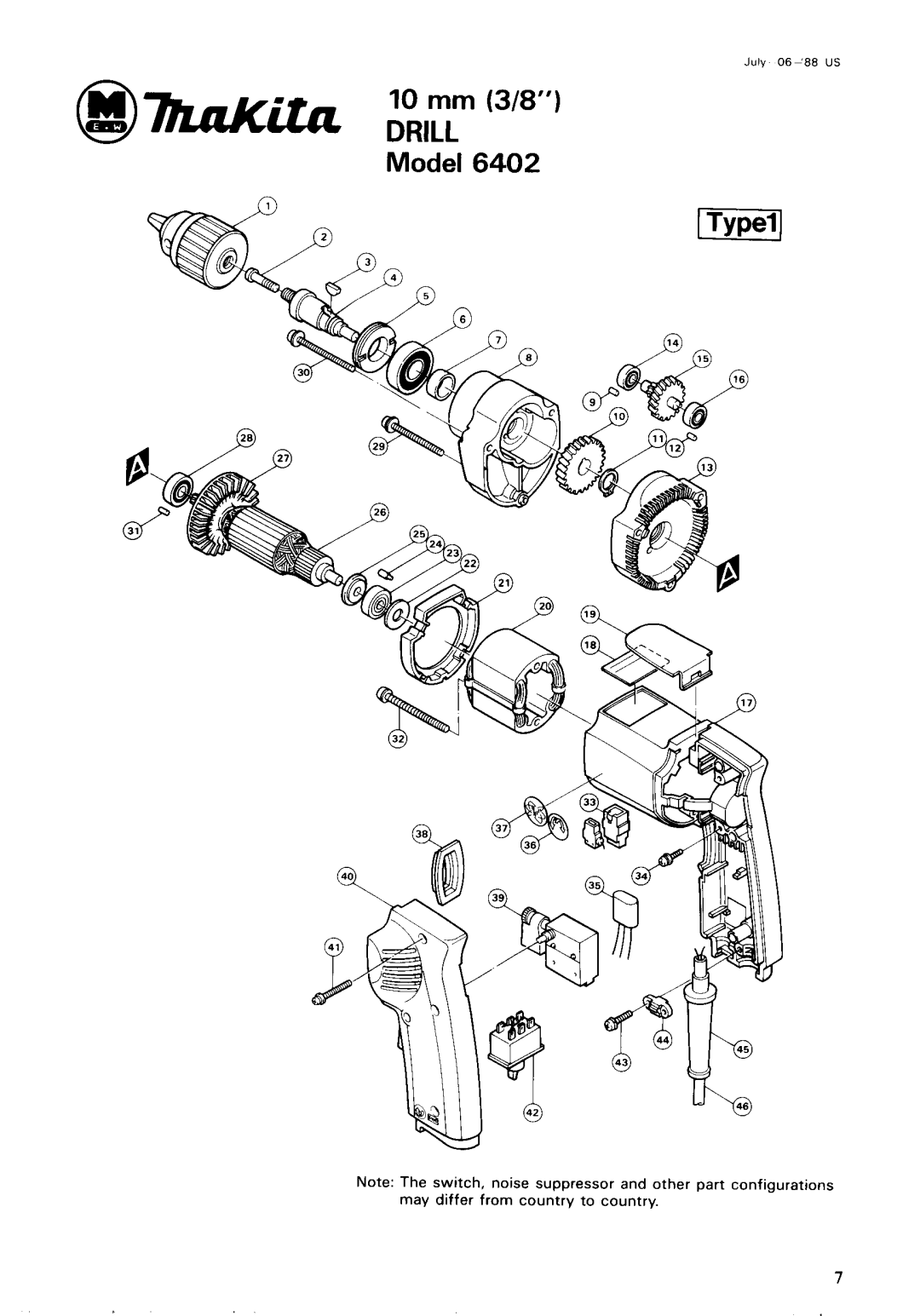 Makita 6402 instruction manual Mm 3/8 