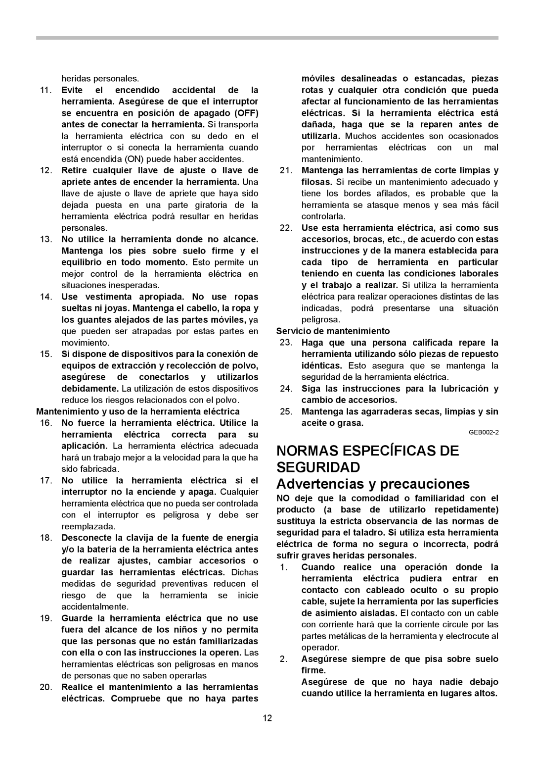 Makita 6510LVR instruction manual Normas Específicas DE Seguridad Advertencias y precauciones, Servicio de mantenimiento 