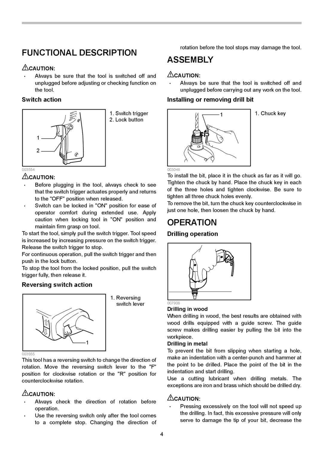 Makita 6510LVR instruction manual Functional Description, Assembly, Operation 