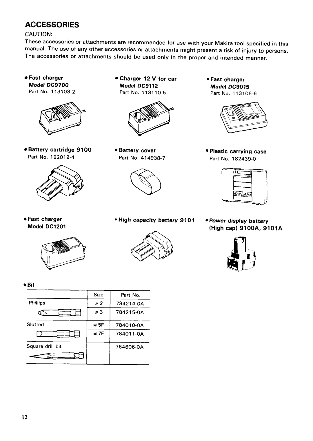 Makita 6703DW instruction manual Accessories 