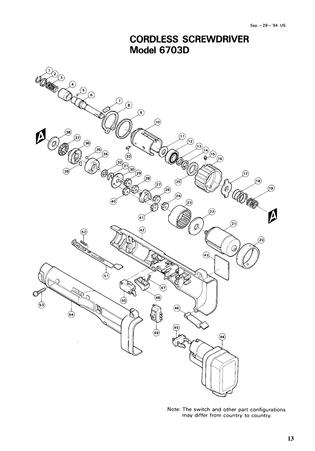 Makita 6703DW instruction manual Cordless Screwdriver Model 