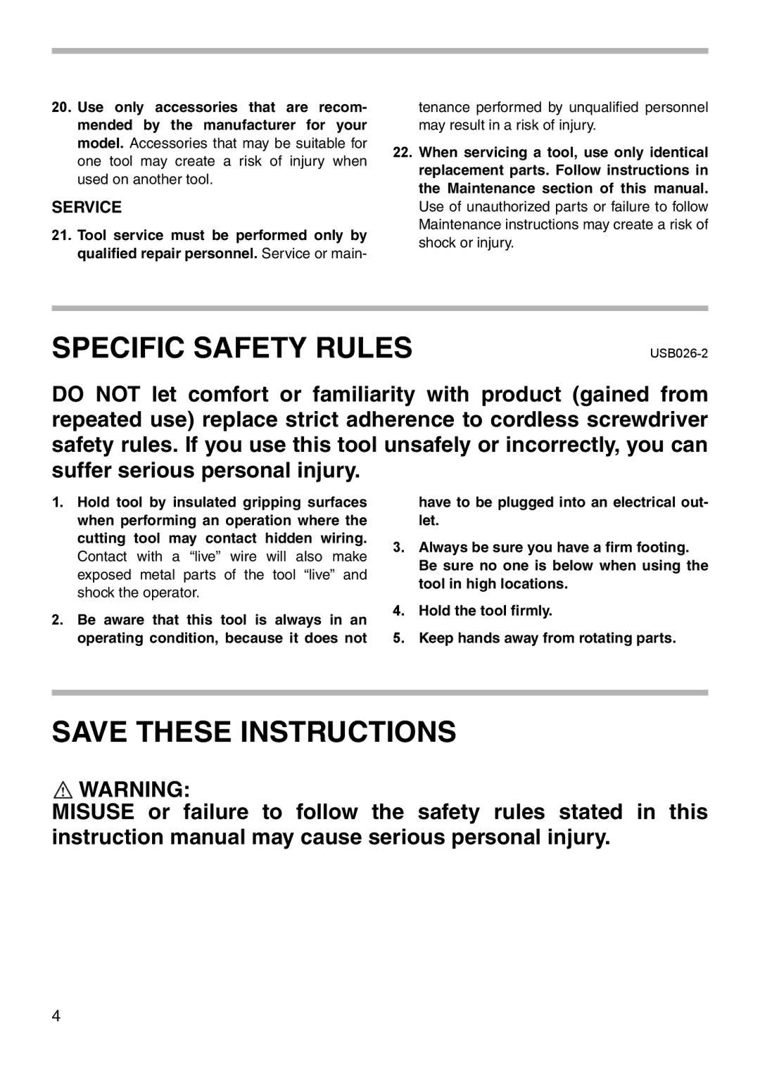 Makita 6705D instruction manual Specific Safety Rules, Service 