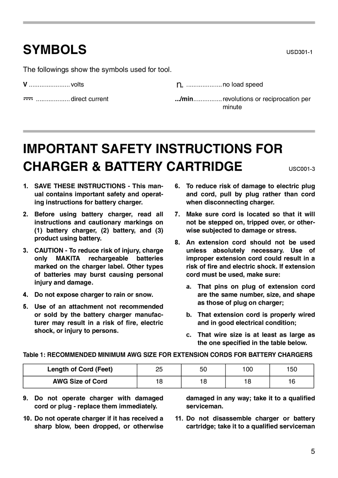 Makita 6705D instruction manual Symbols, 100 150 