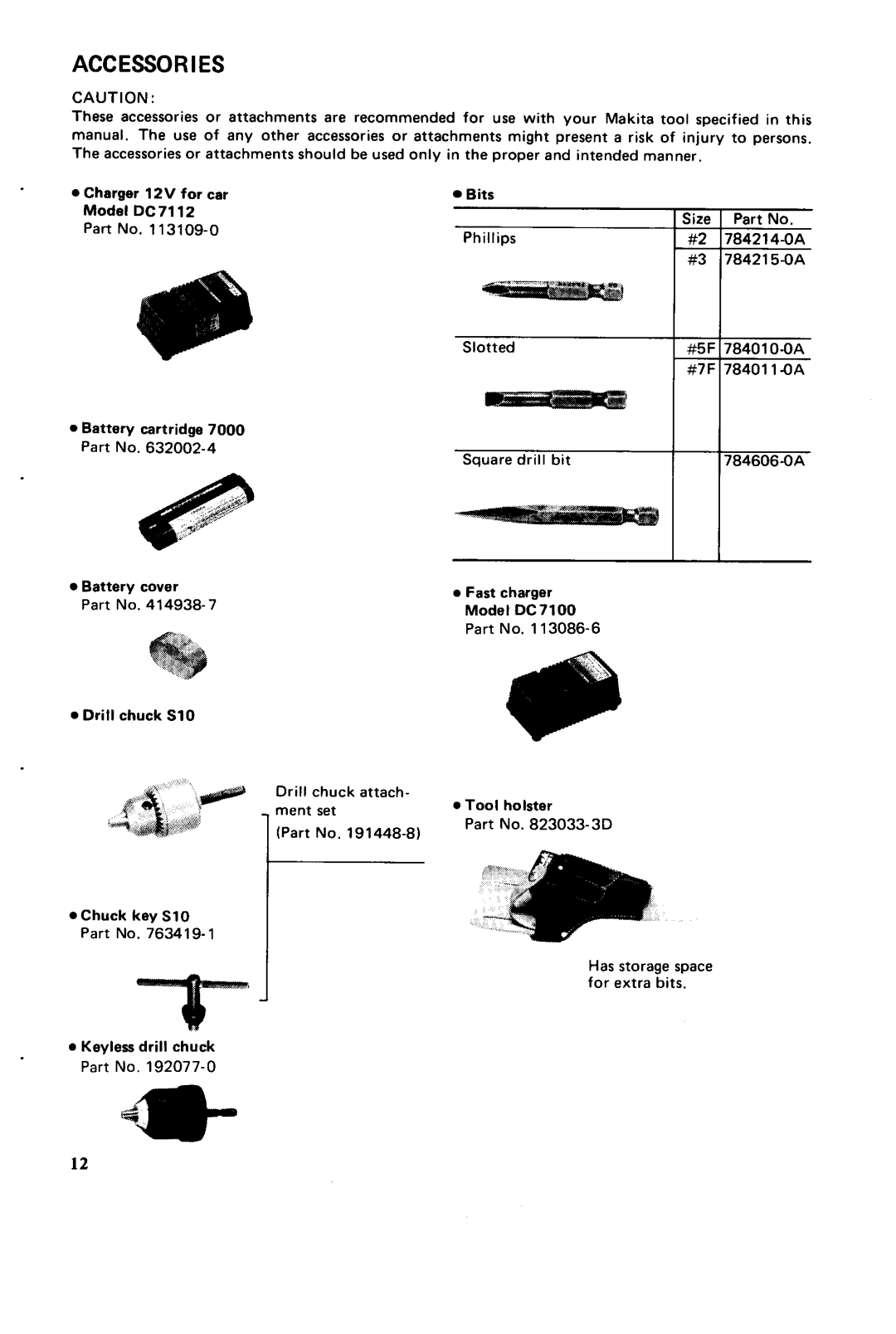 Makita 6710DW instruction manual Accessories 