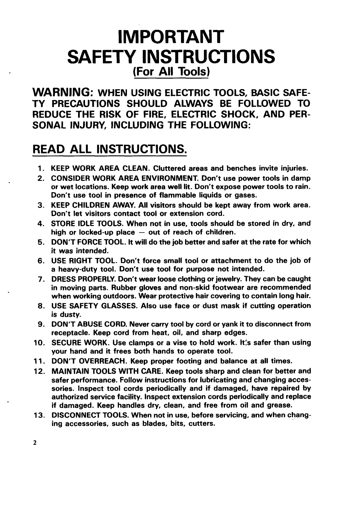 Makita 6710DW instruction manual Safety Instructions 