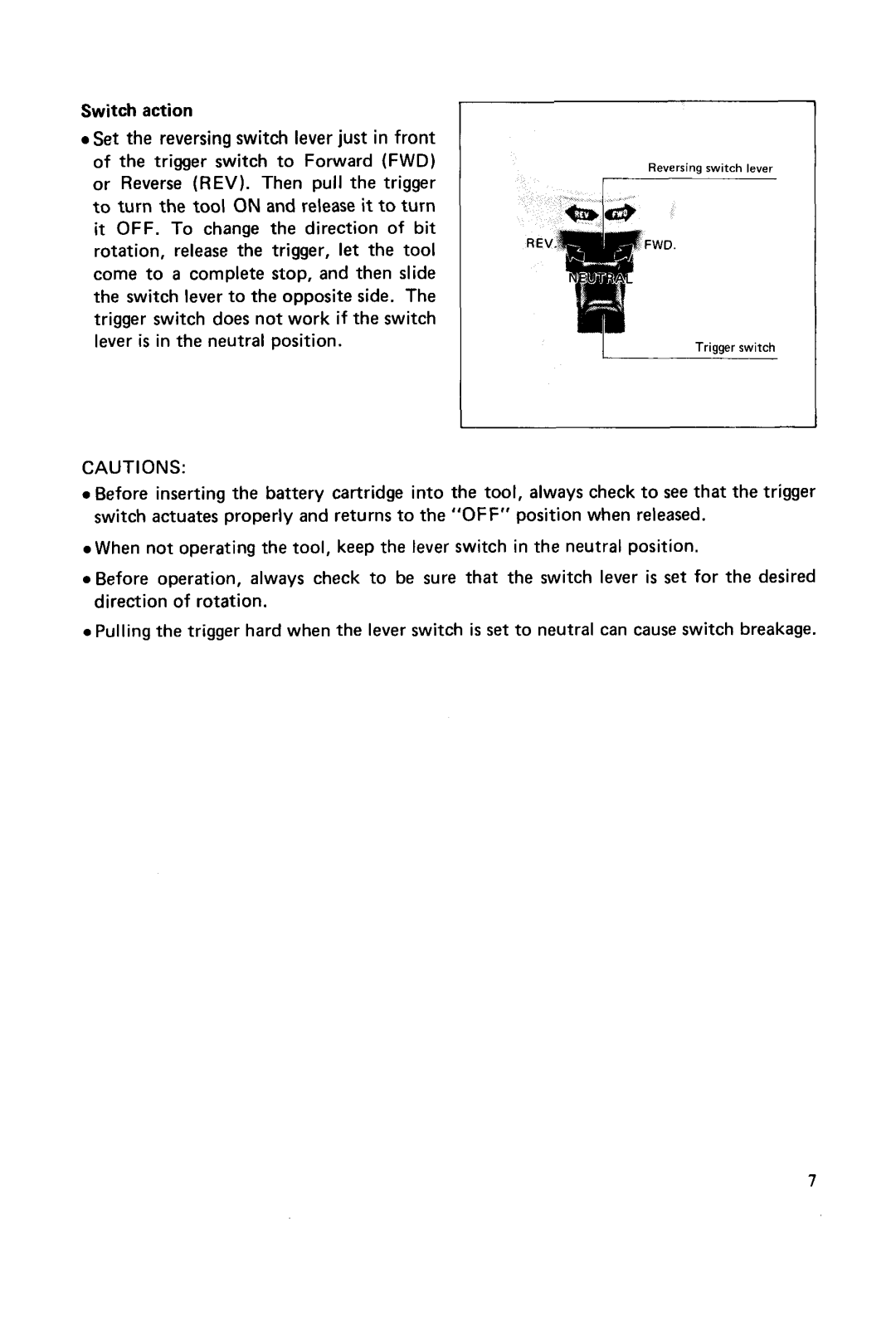 Makita 6710DW instruction manual Switch action 