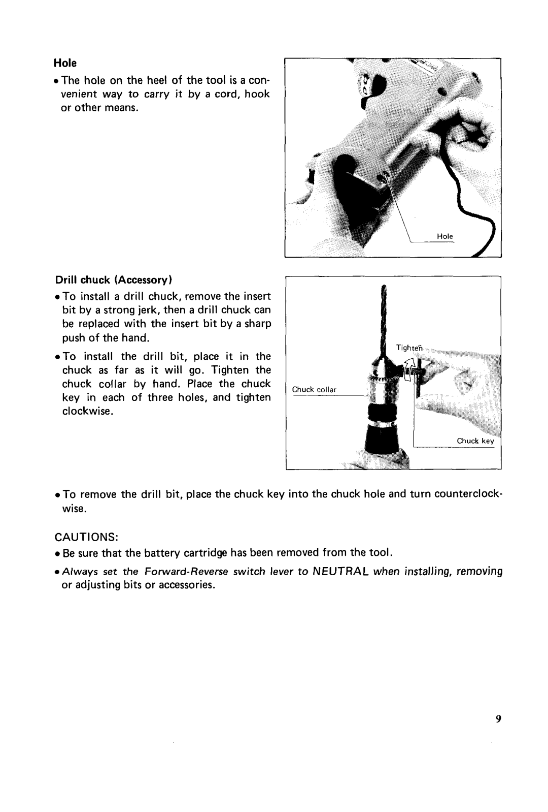 Makita 6710DW instruction manual Hole 