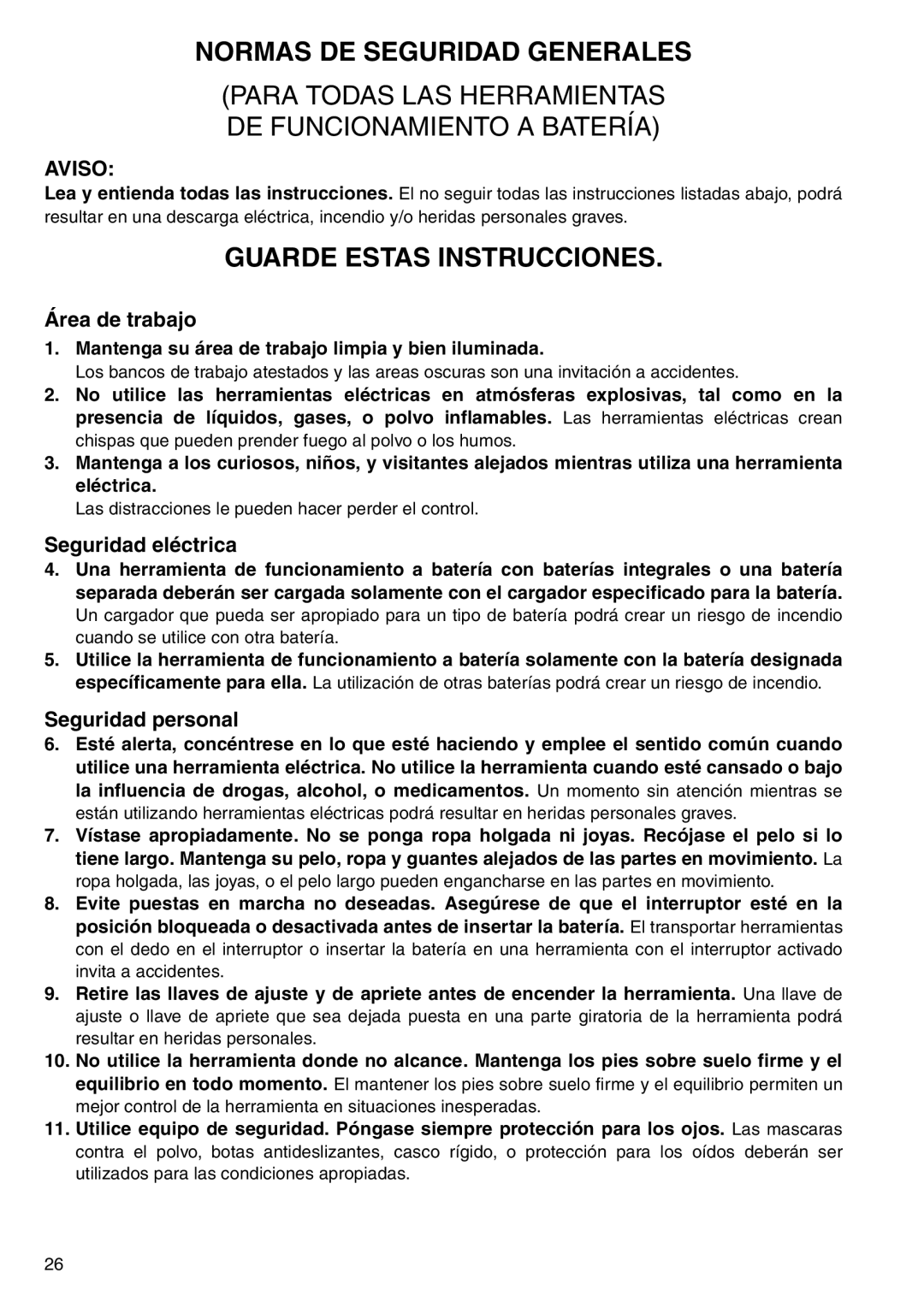 Makita 6723DW Normas DE Seguridad Generales, Guarde Estas Instrucciones, Área de trabajo, Seguridad eléctrica 