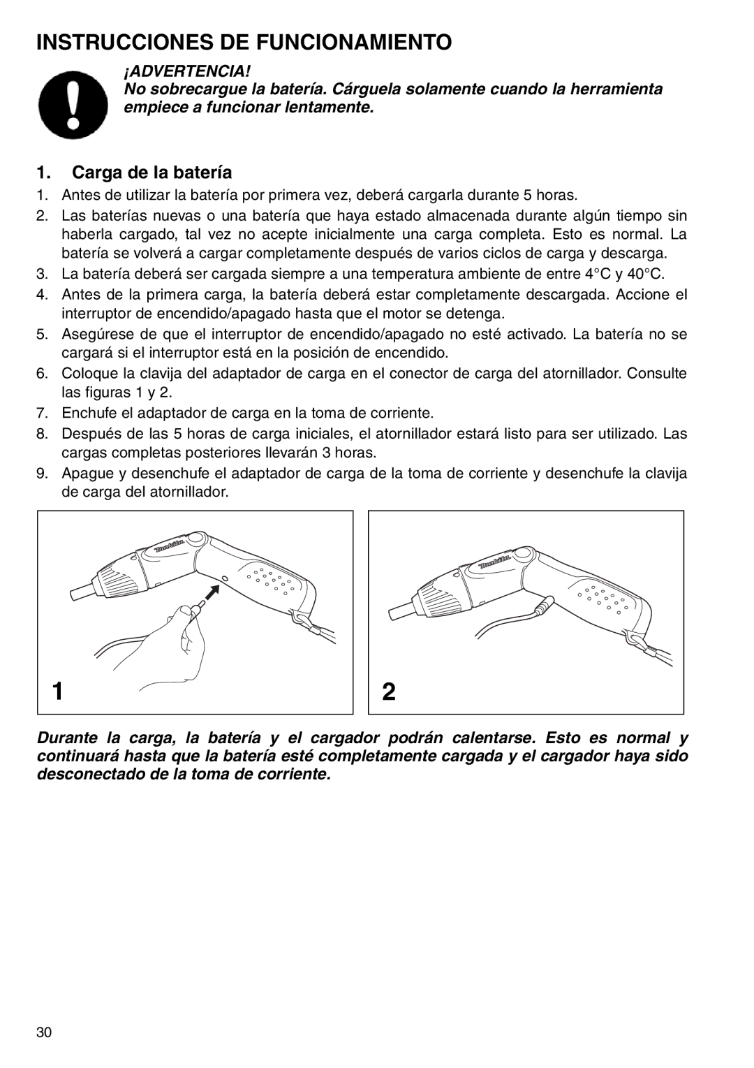 Makita 6723DW instruction manual Instrucciones DE Funcionamiento, Carga de la batería 