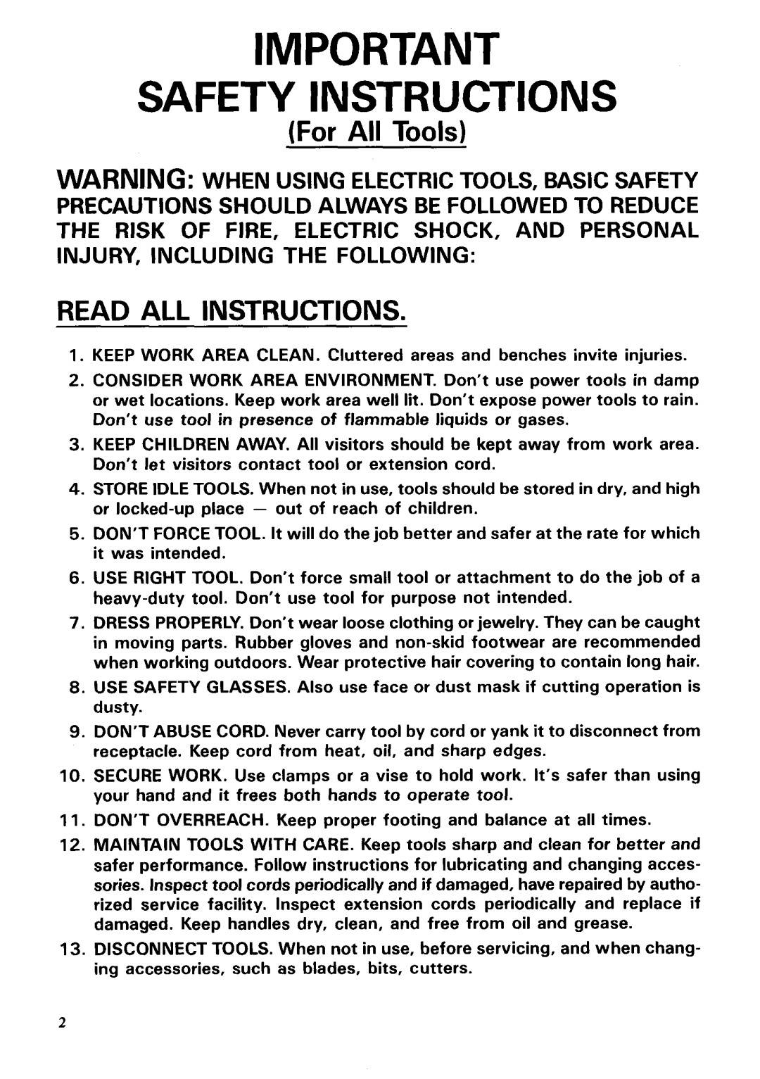 Makita 6805BV instruction manual Safety Instructions, For All Tools, Read All Instructions 