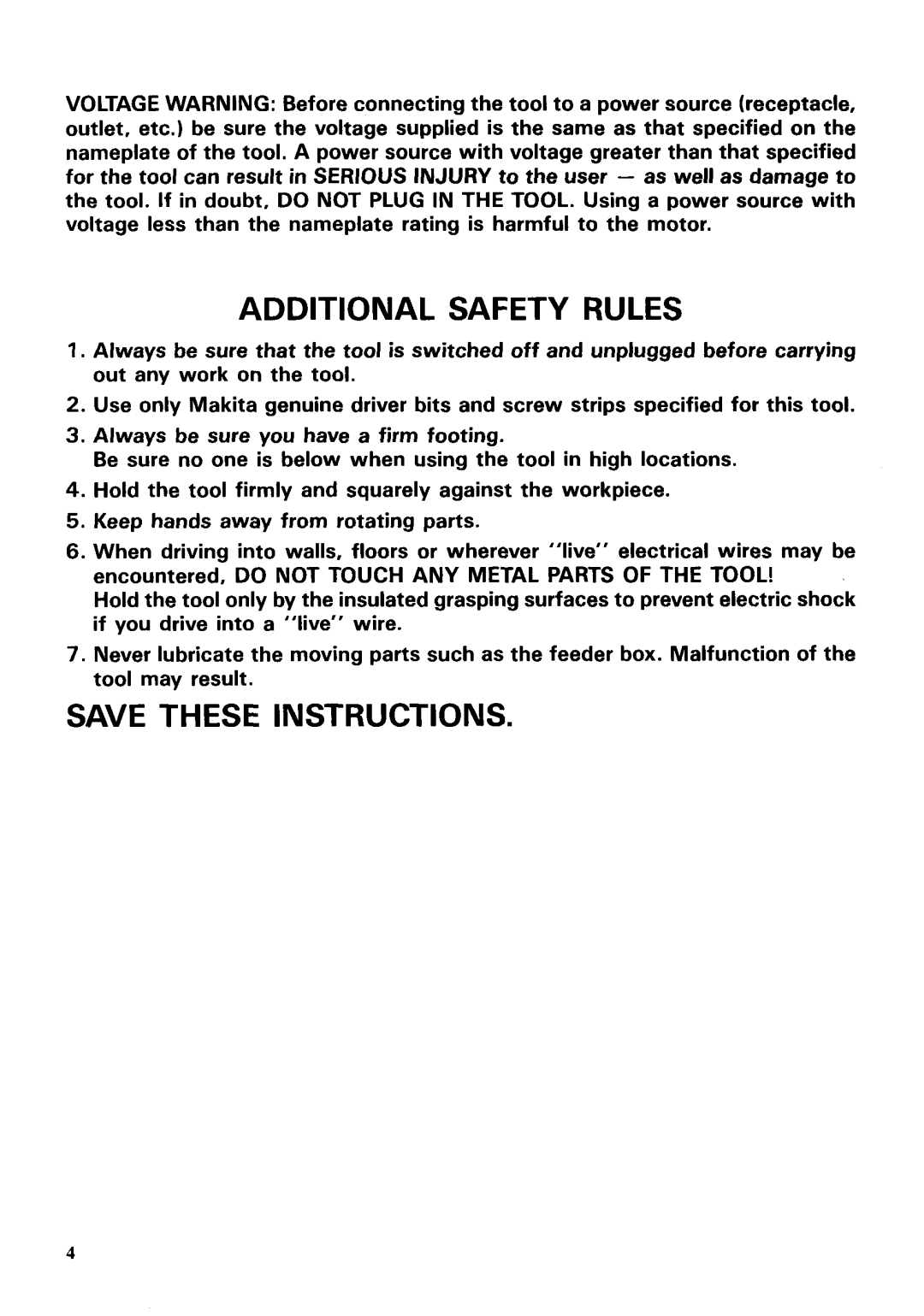 Makita 6832 instruction manual Additional Safety Rules 