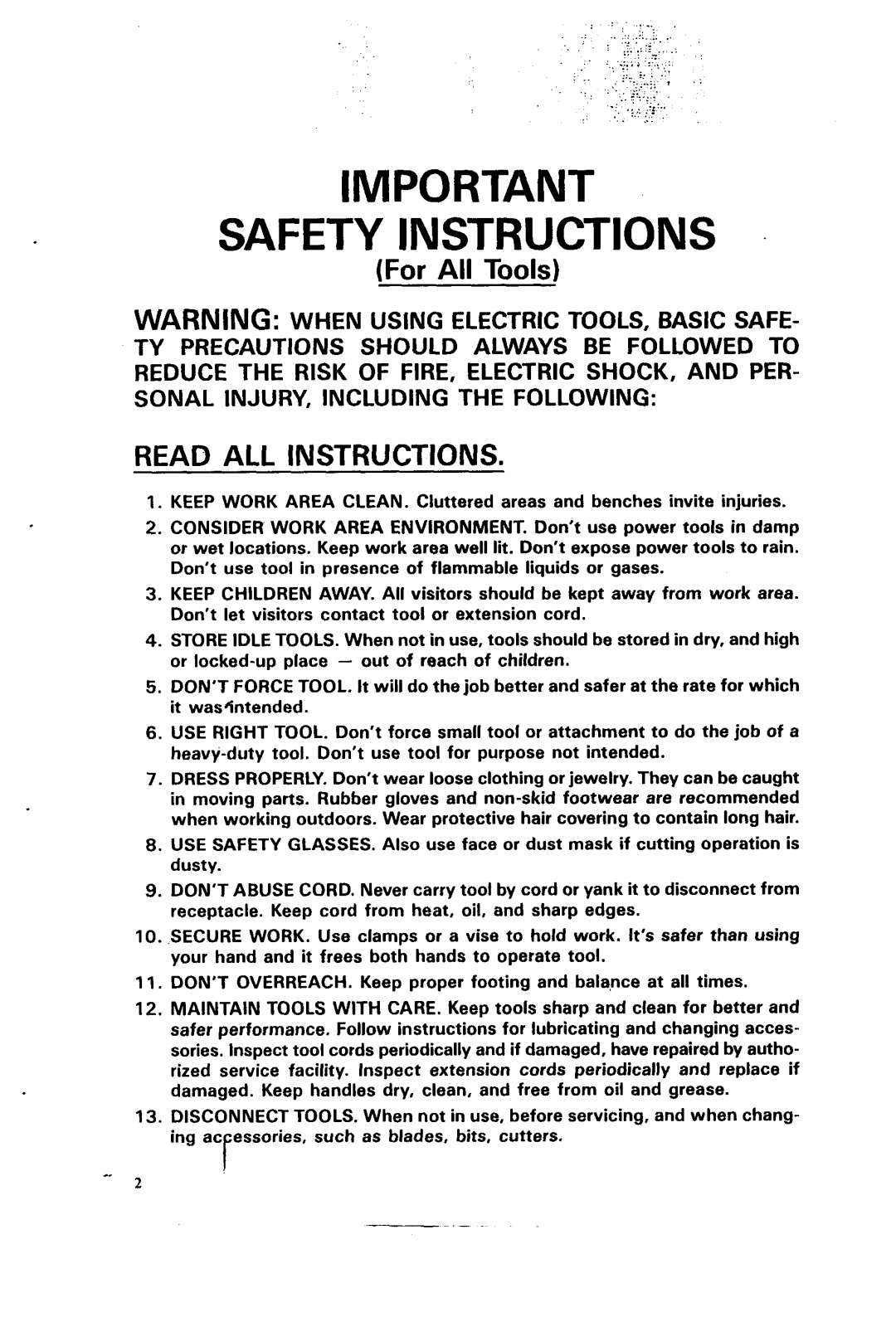 Makita 6900DW instruction manual Safety Instructions 