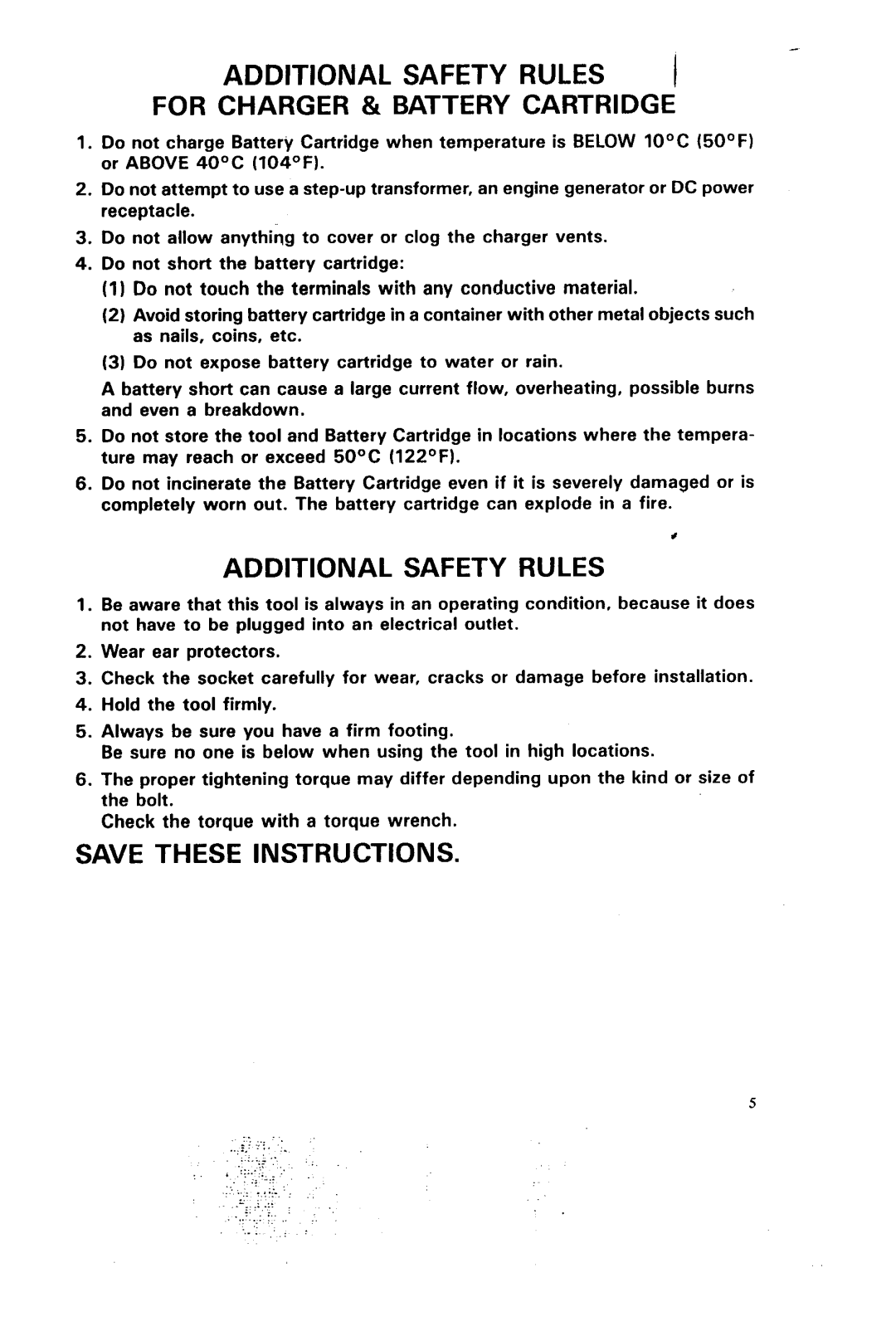 Makita 6900DW instruction manual Additional Safety Rules I for Charger & Battery Cartridge 