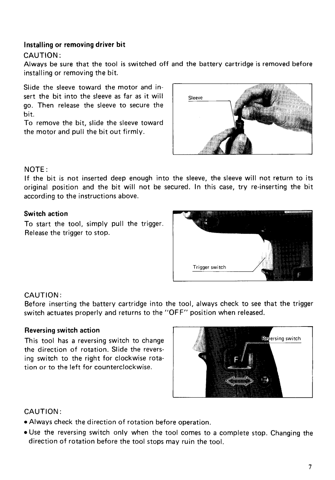 Makita 6901DW instruction manual Installing or removing driver bit 