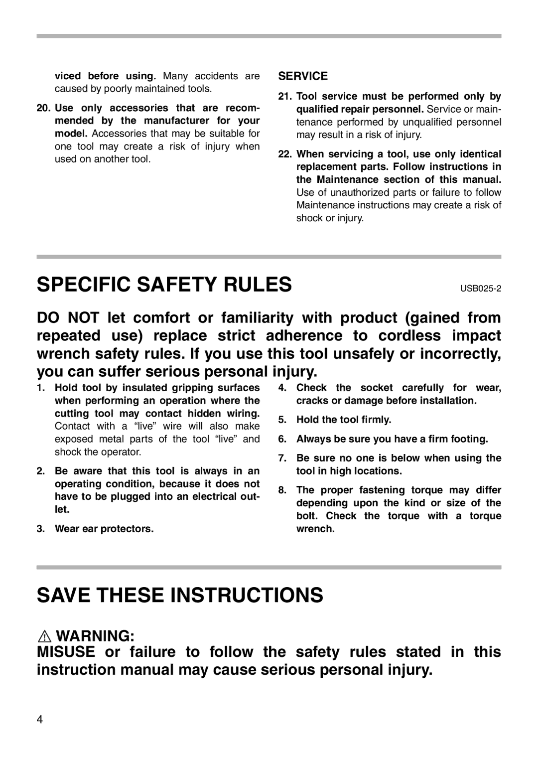 Makita 6907D instruction manual Specific Safety Rules, Service 