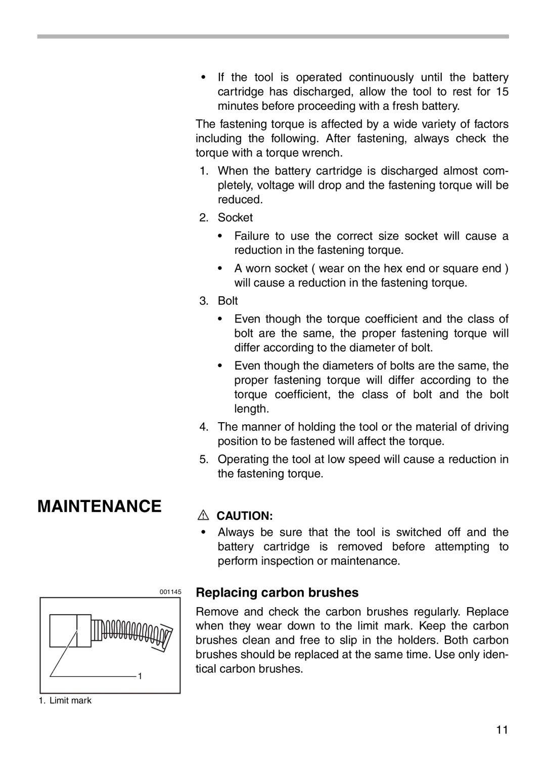 Makita 6909D instruction manual Maintenance, Replacing carbon brushes 