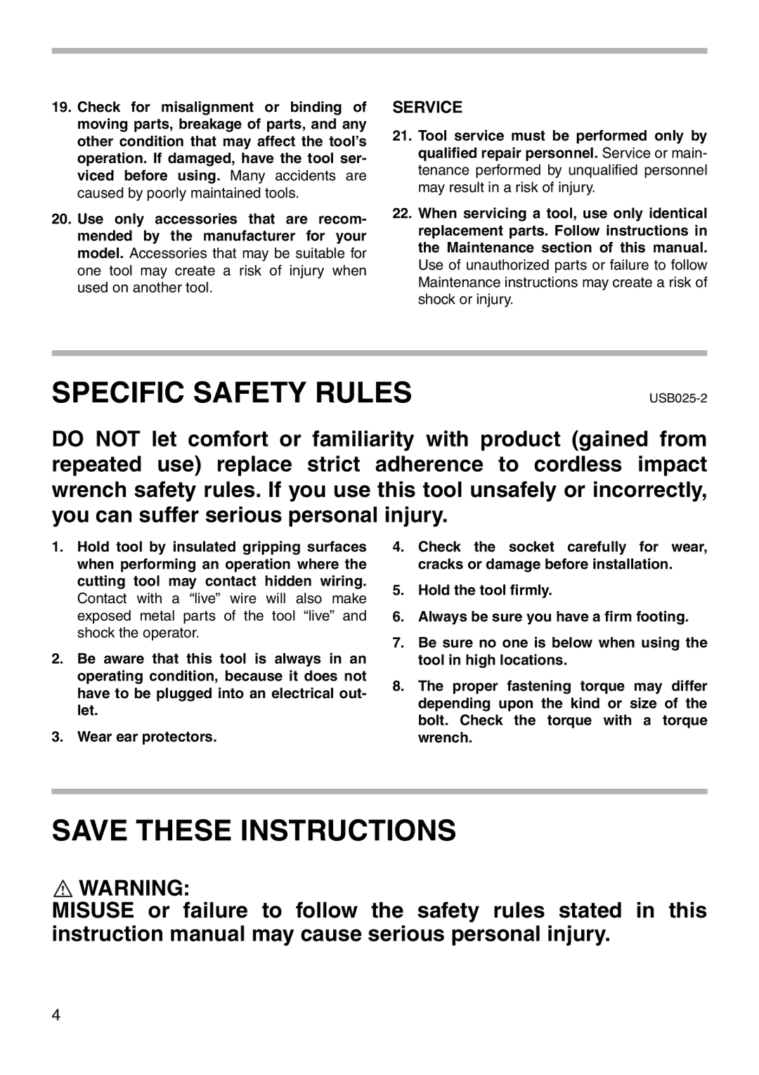 Makita 6909D instruction manual Specific Safety Rules, Service 