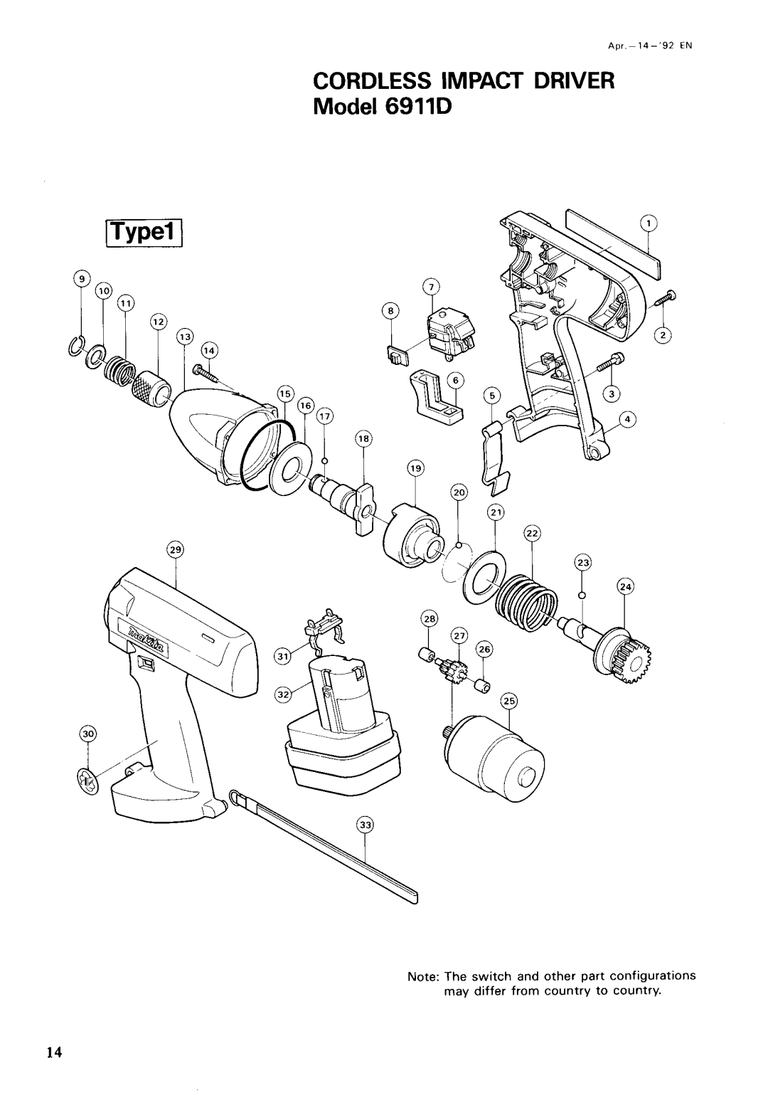 Makita 6911DW instruction manual Cordless Impact Driver Model 6911D 