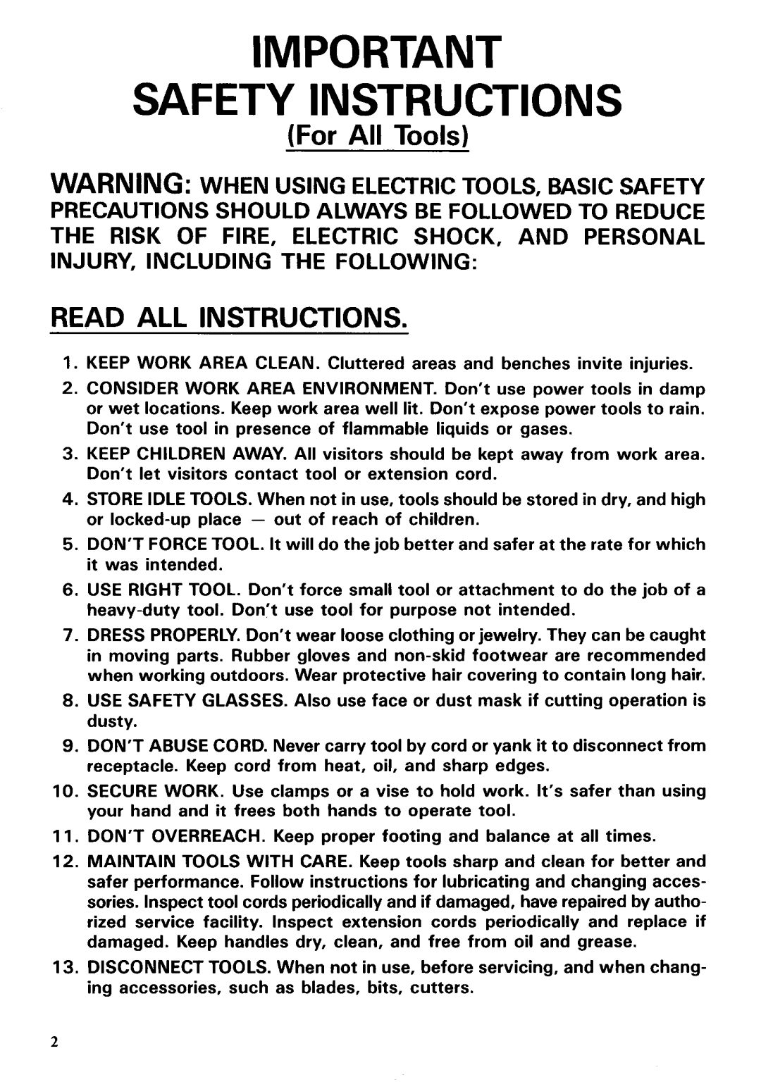 Makita 6911DW instruction manual Safety Instructions 