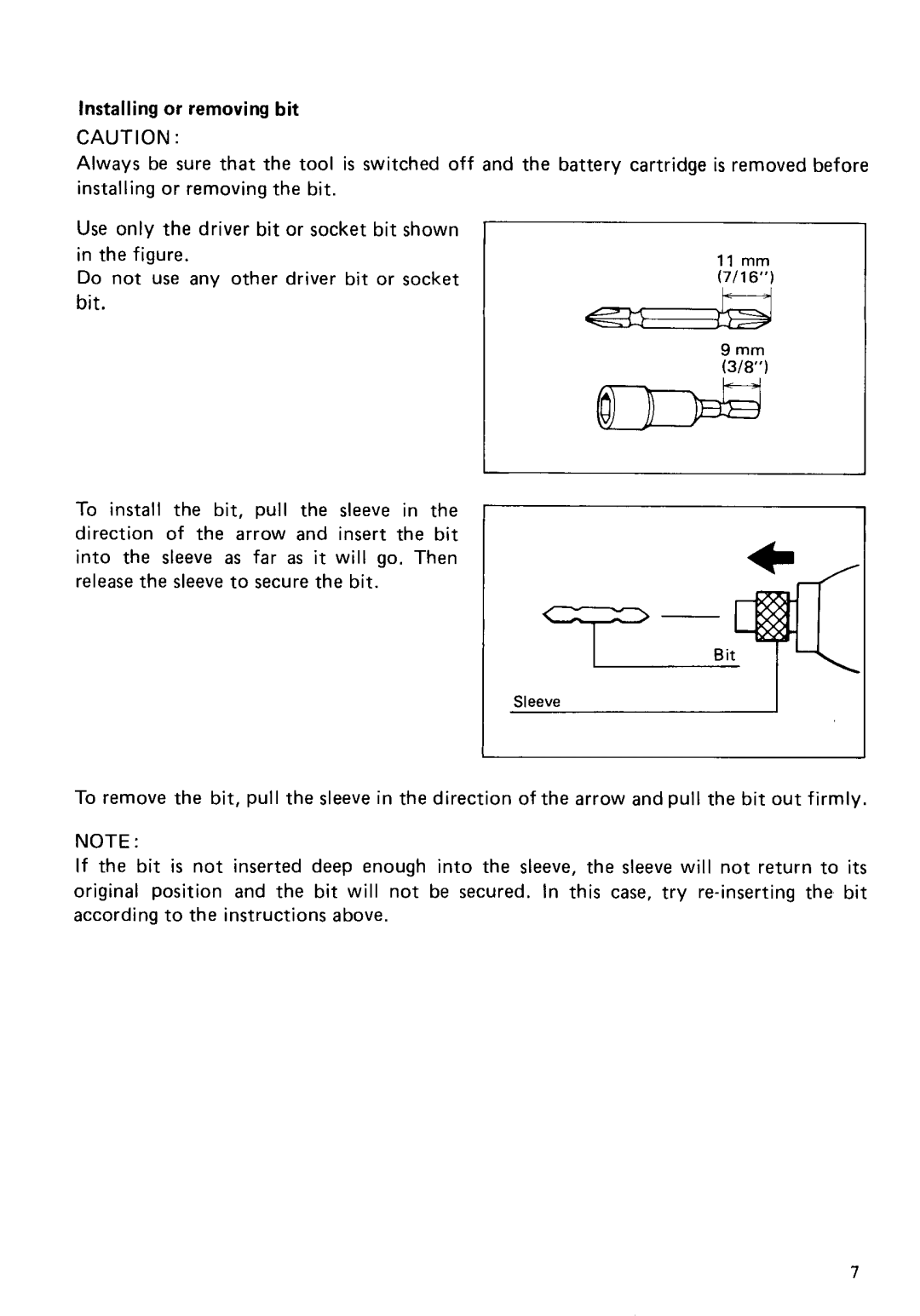 Makita 6911DW instruction manual Bit 