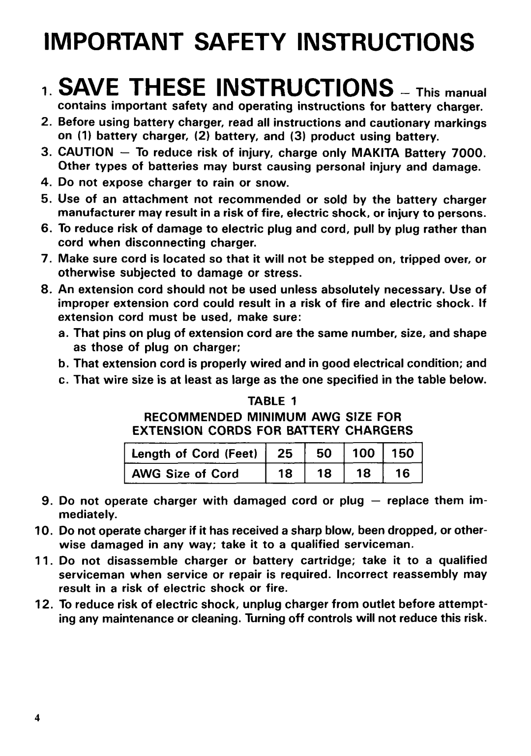 Makita 6912D specifications Important Safety Instructions 