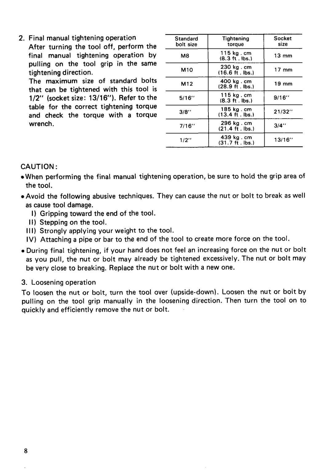 Makita 6912D specifications Bolt Size 