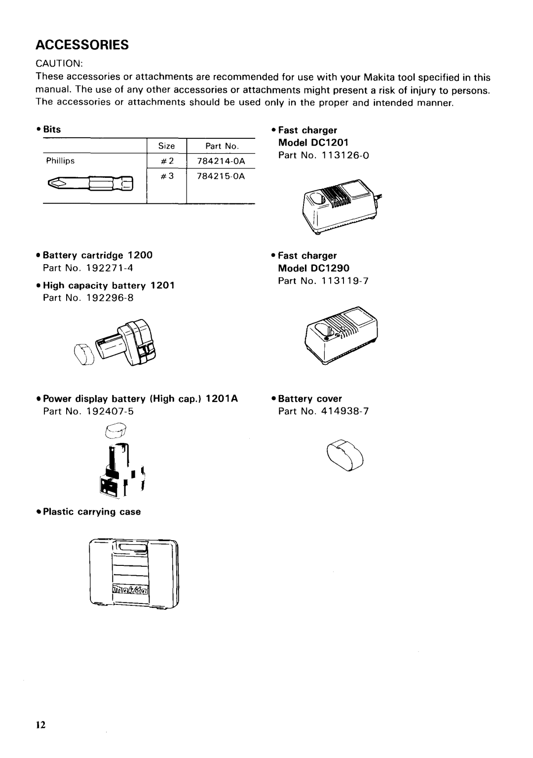 Makita 6913DWG instruction manual Accessories 