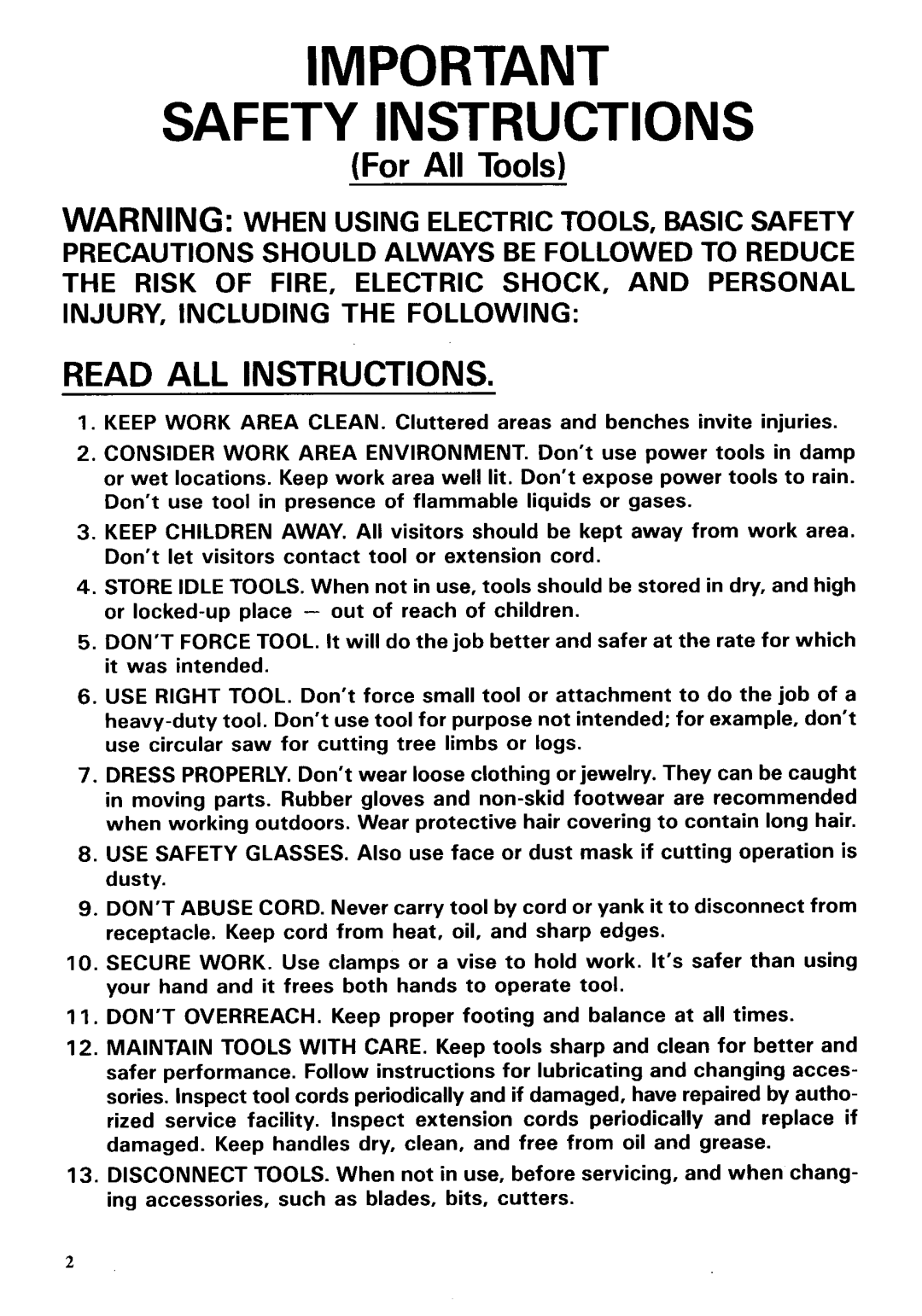 Makita 6913DWG instruction manual Safety Instructions 