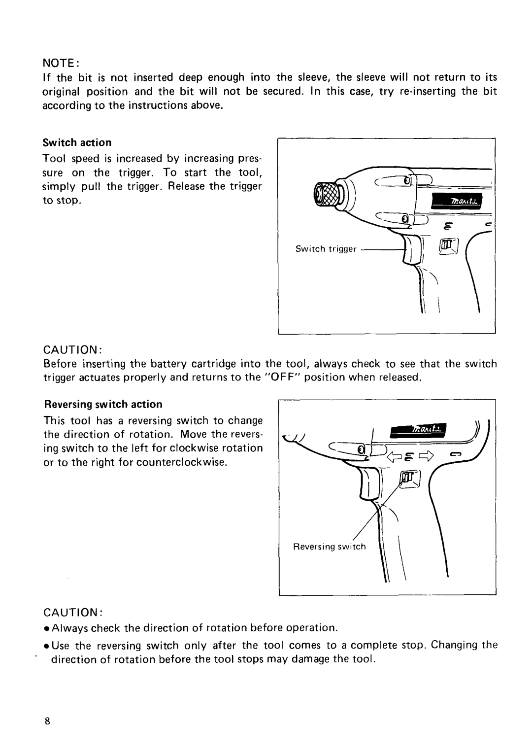 Makita 6913DWG instruction manual Switch trigger 