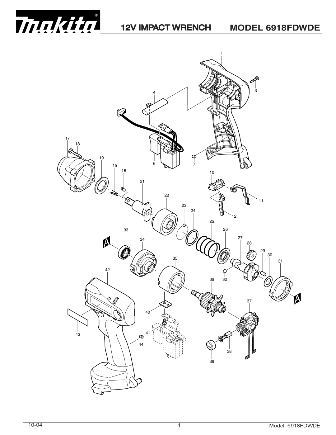 Makita manual 12V Impact Wrench Model 6918FDWDE 