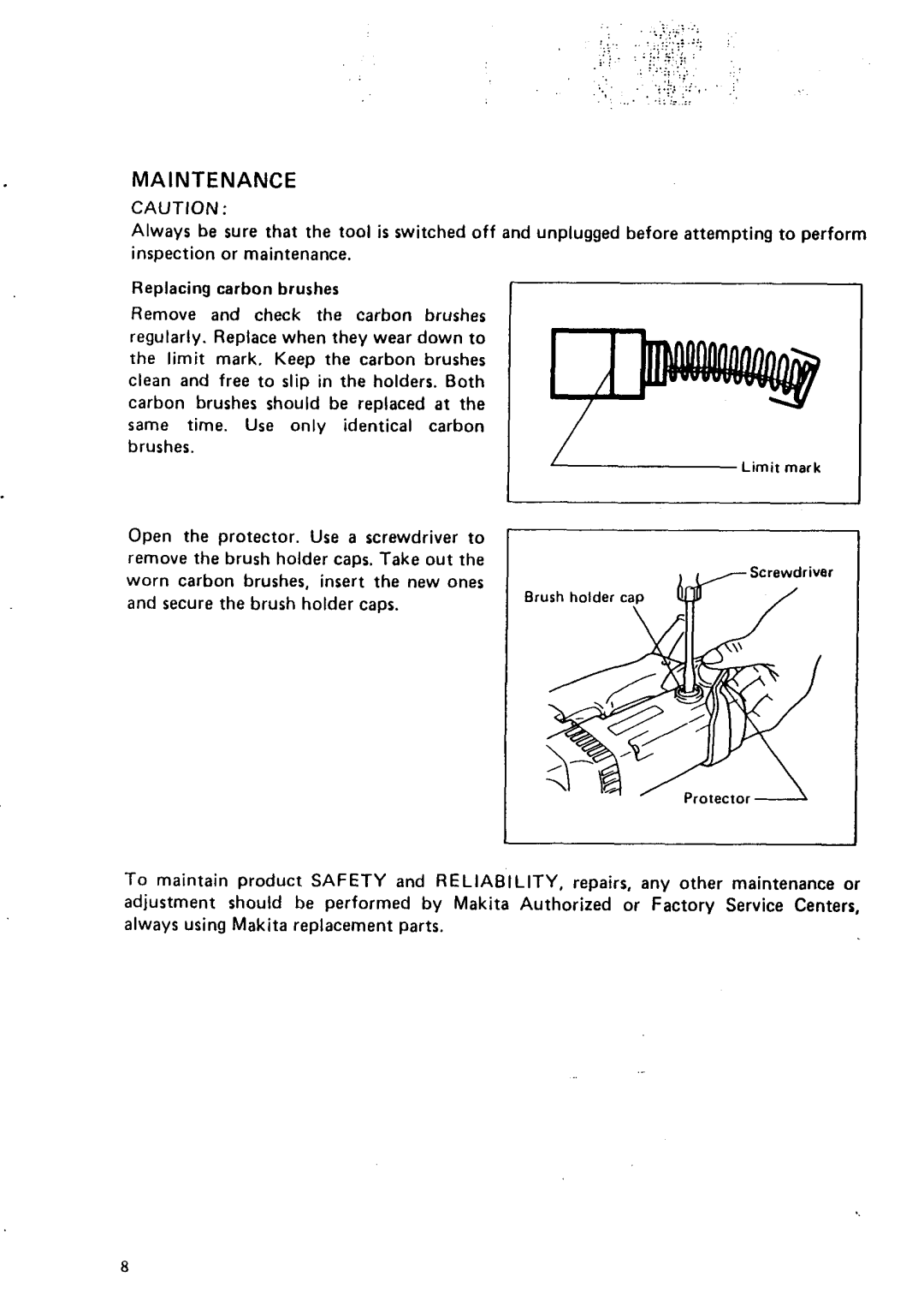 Makita 6922N8, 6920NB instruction manual Maintenance 