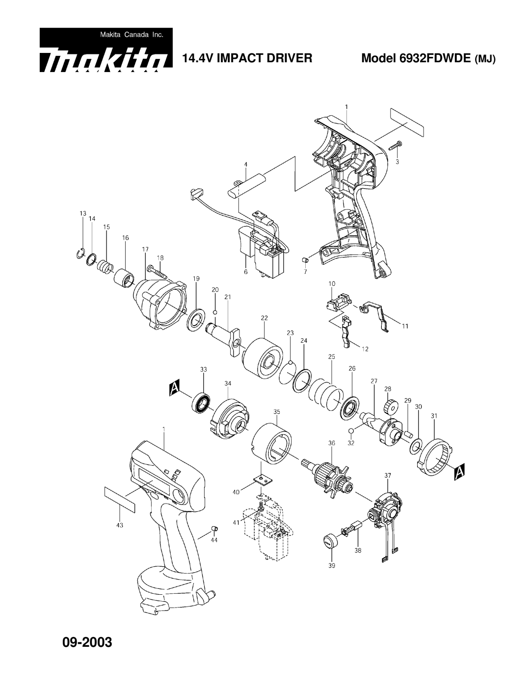 Makita 6932FDWDE manual 09-2003 