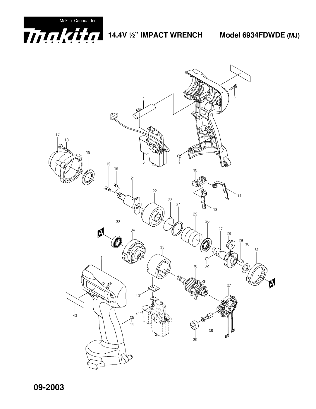 Makita 6934FDWDE manual 09-2003 