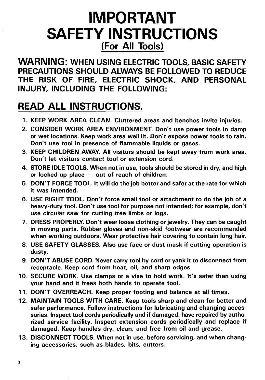 Makita 6950 instruction manual Safety Instructions 