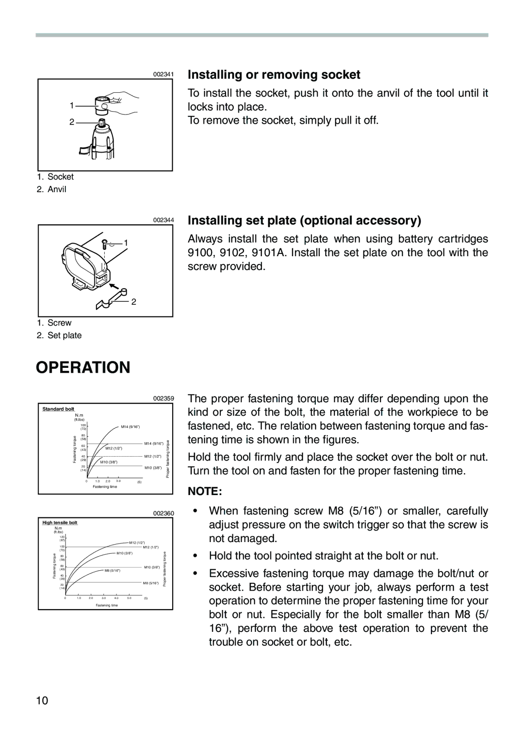 Makita 6991D, 6992D instruction manual Operation, Installing or removing socket, Installing set plate optional accessory 