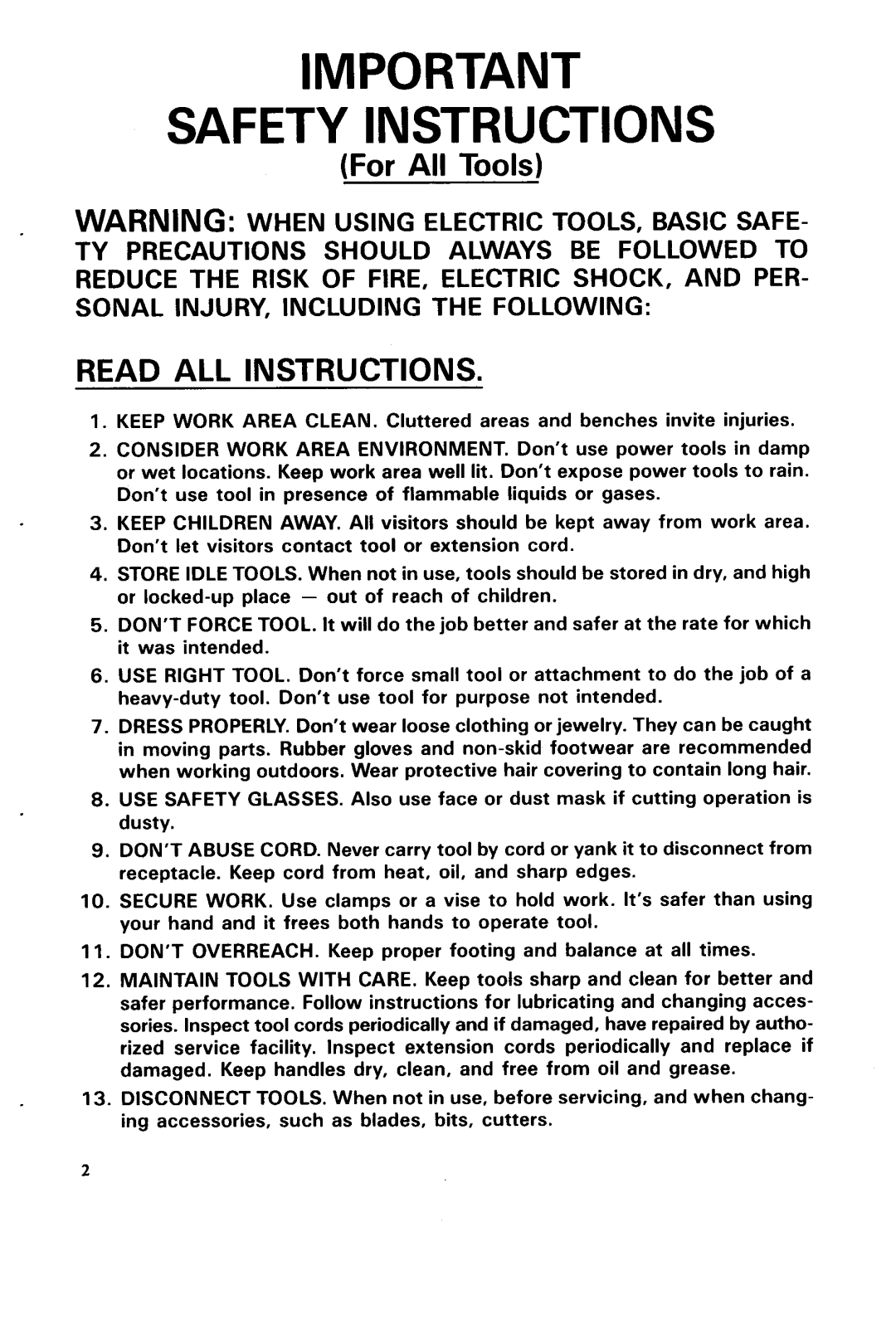 Makita 8400DW instruction manual Safety Instructions 