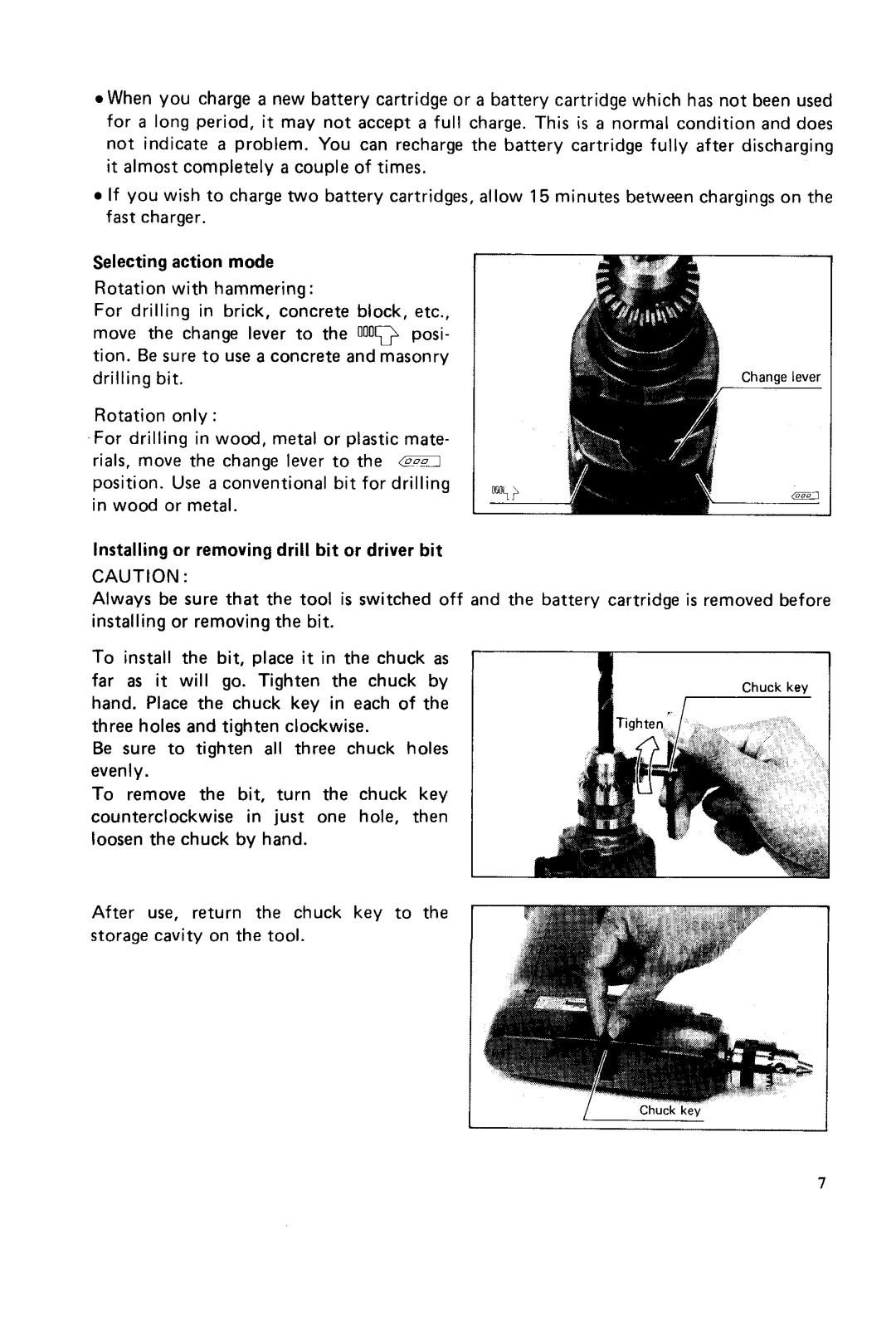 Makita 8400DW instruction manual Chuck ke7 