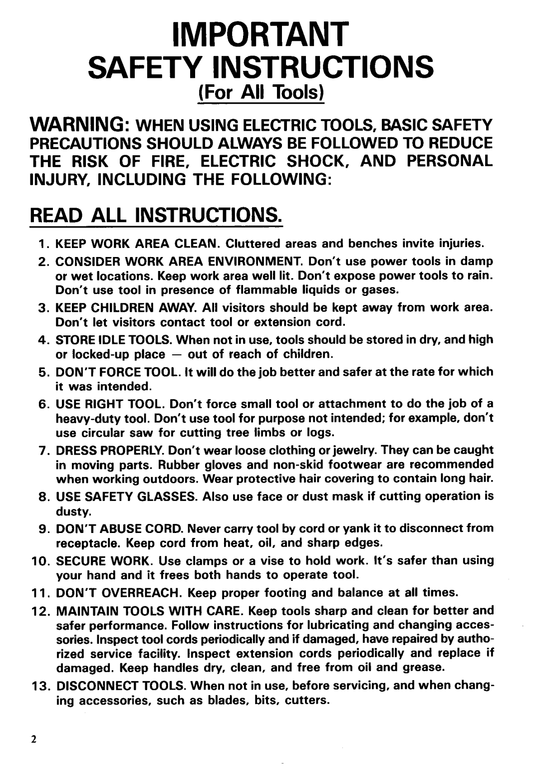 Makita 8401 instruction manual Safety Instructions 