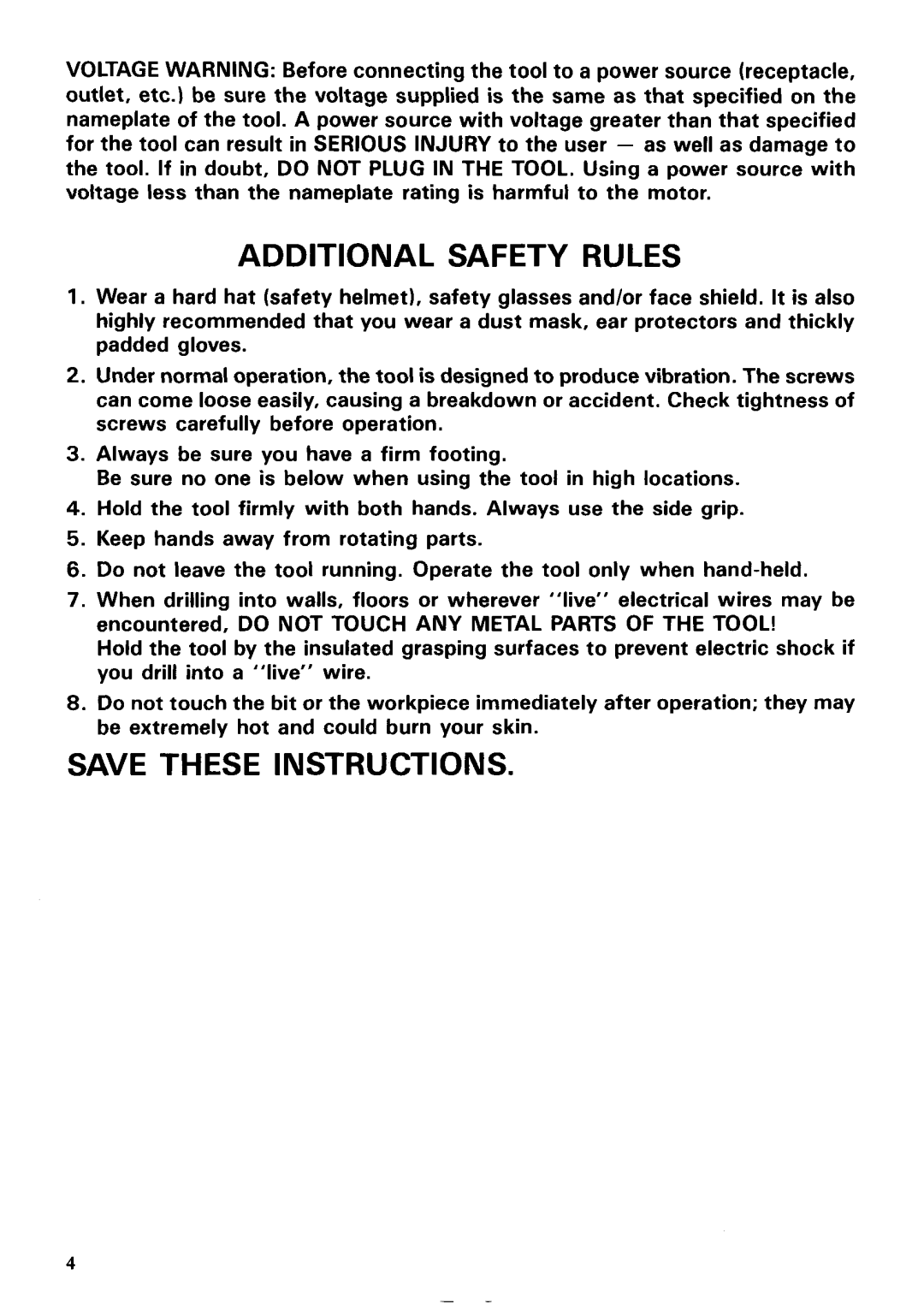 Makita 8401 instruction manual Additional Safety Rules 